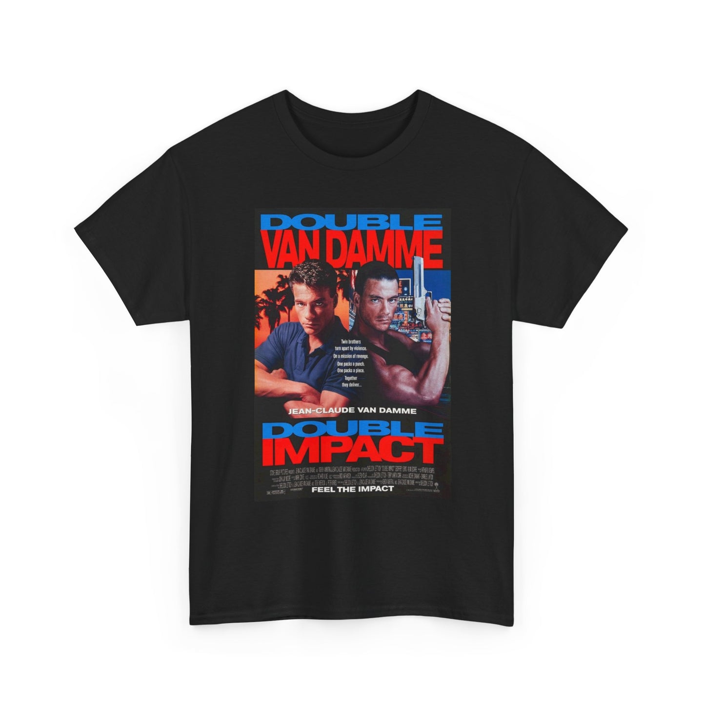 Double Impact Van Damme Graphic T Shirt Movie Poster Unisex Heavy Cotton Tee