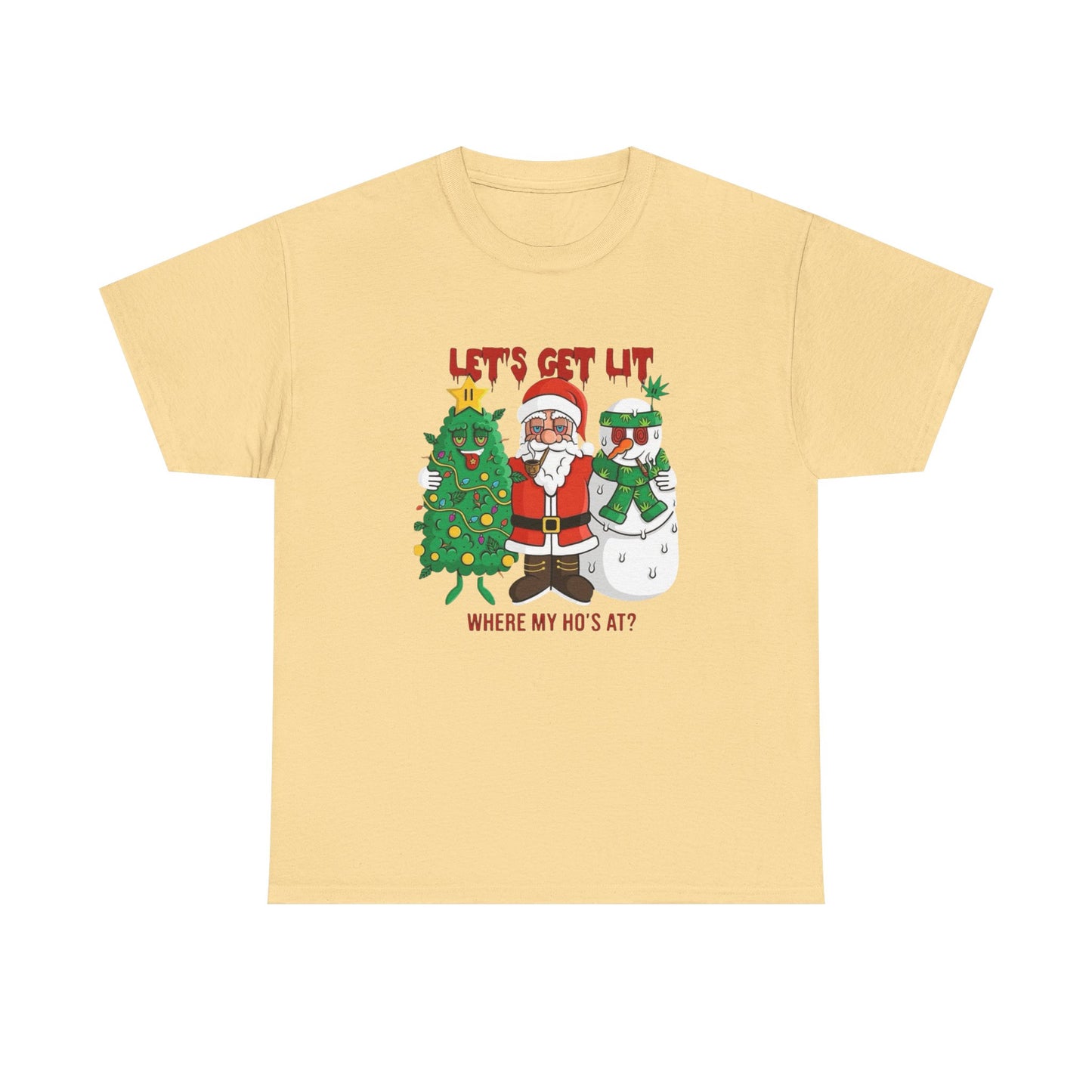 Lets Get Lit This Christmas Graphic T Shirt NEW GIFT Unisex Heavy Cotton Tee