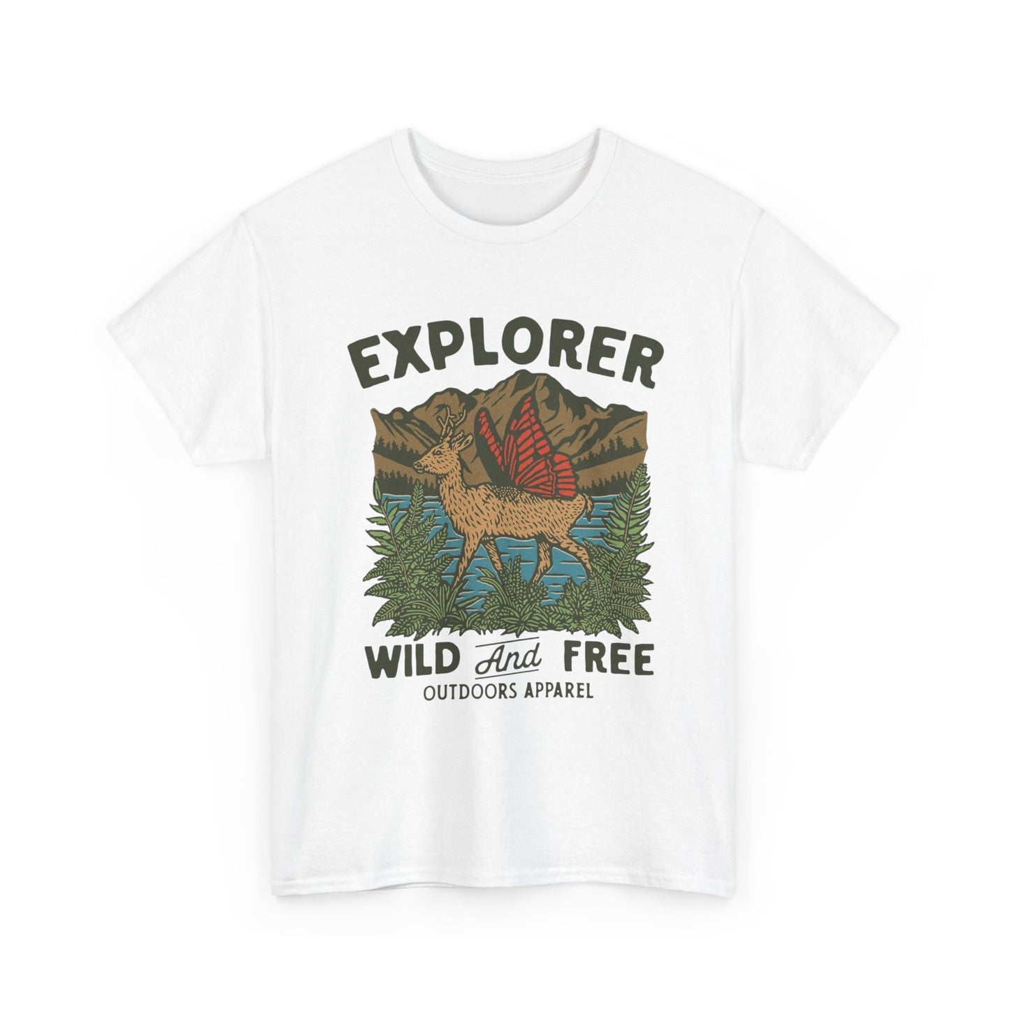 Explorer Wild And Free Graphic T Shirt Unisex Heavy Cotton Tee