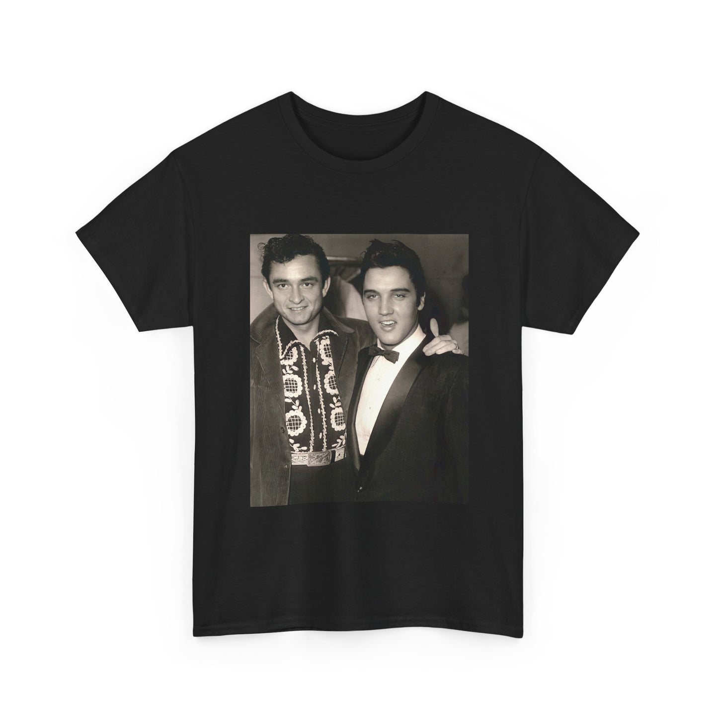 Elvis And Johnny cash shirt vintage graphic art black and white Heavy Cotton