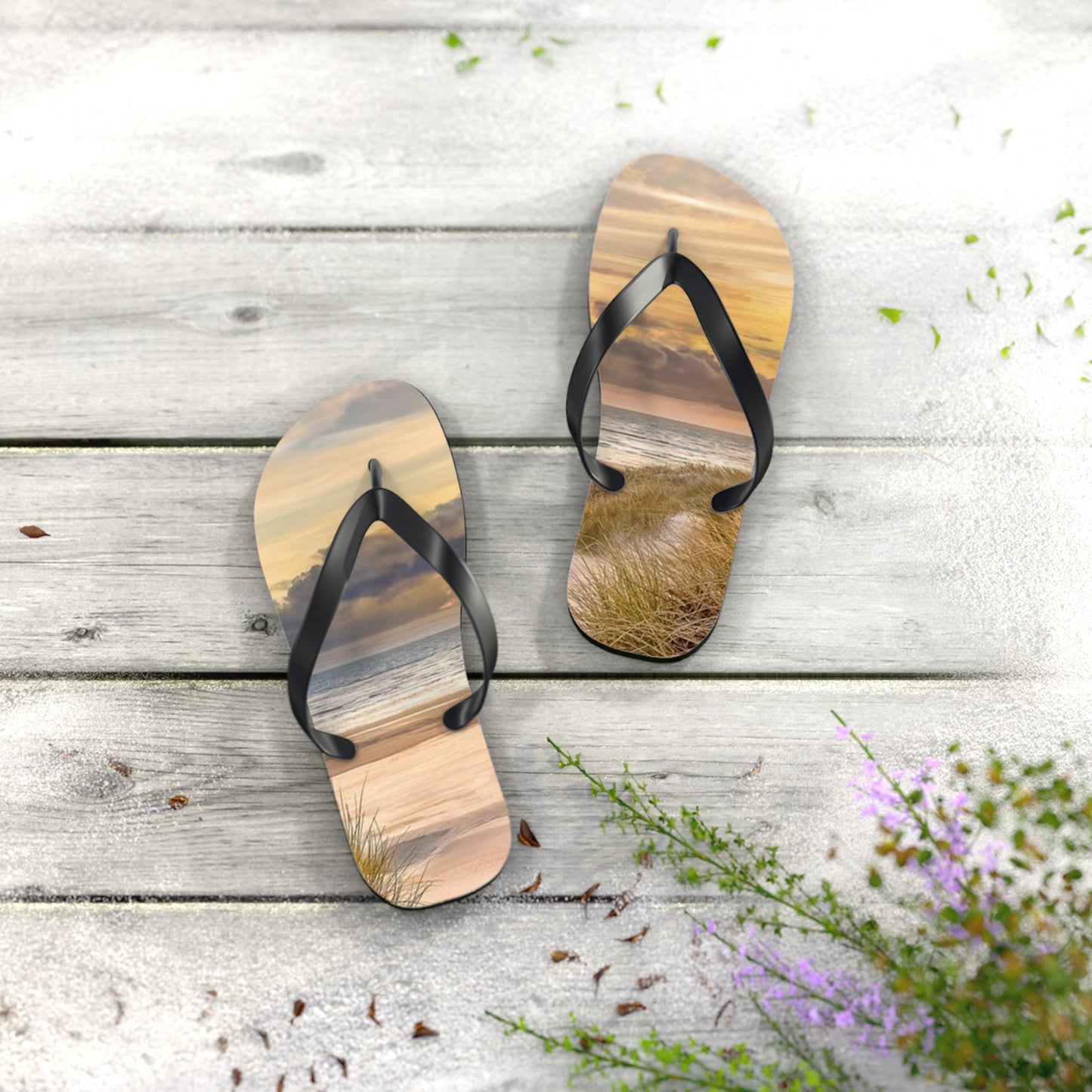 Beach Sunset Flip Flops, Sandals Slides, Summer Footwear, Brand New