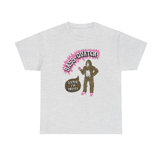Funny Sassy Sasquatch Graphic T Shirt Women's Heavy Cotton Tee
