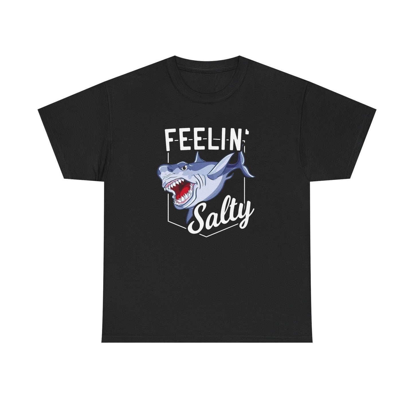 Feeling Salty Shark Fishing  Graphic T-Shirt Comfy Cotton Tee Brand NEW