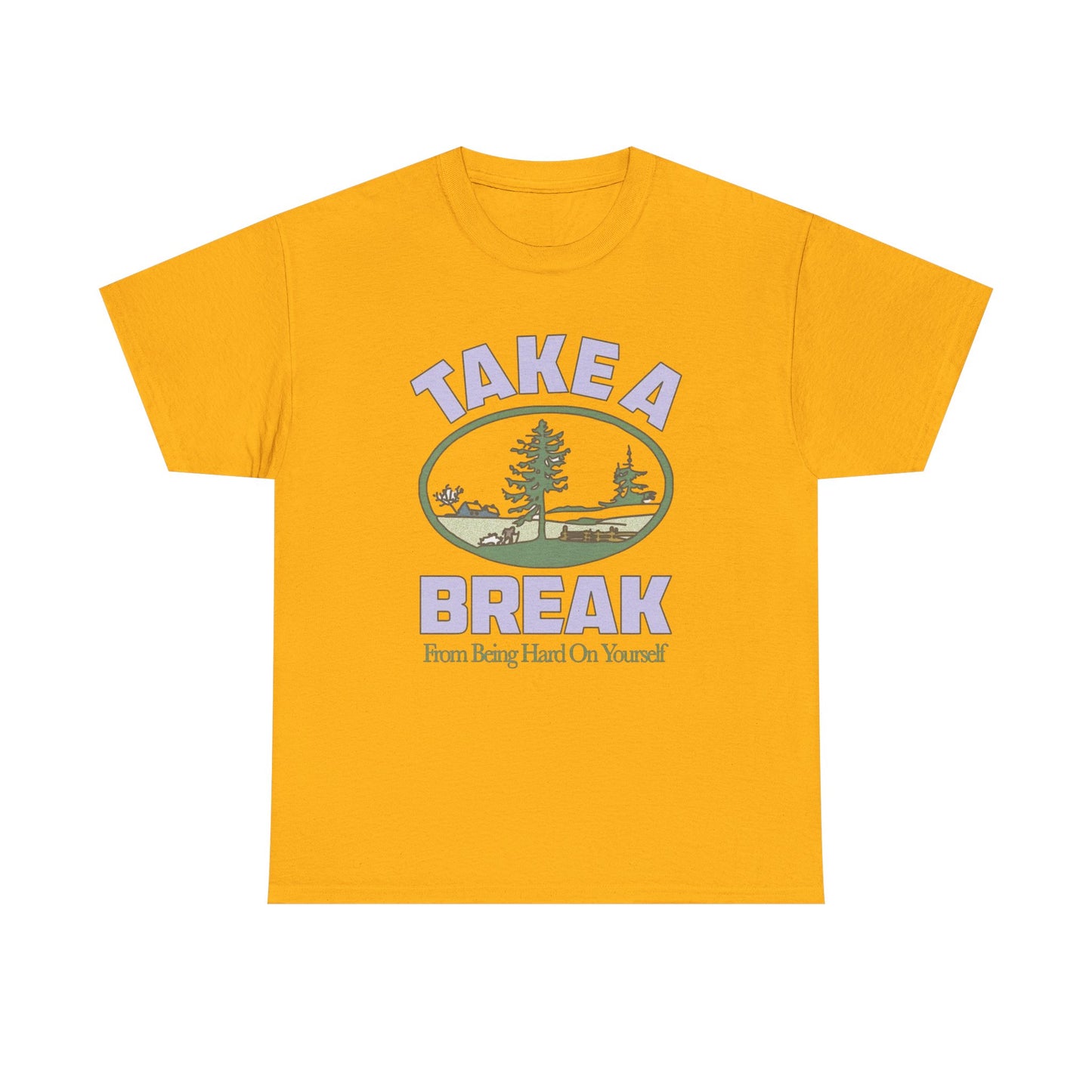 Take A Break Mental Health Retro Graphic T Shirt NEW Adult Unisex Heavy Cotton