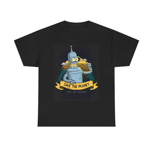 Bender Save The Planet Graphic T Shirt BRAND NEW Apparel Unisex Heavy Cotton Tee