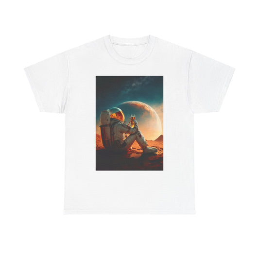 Beers In Space Graphic T Shirt Funny Bar Gift Astronaut Unisex Heavy Cotton Tee