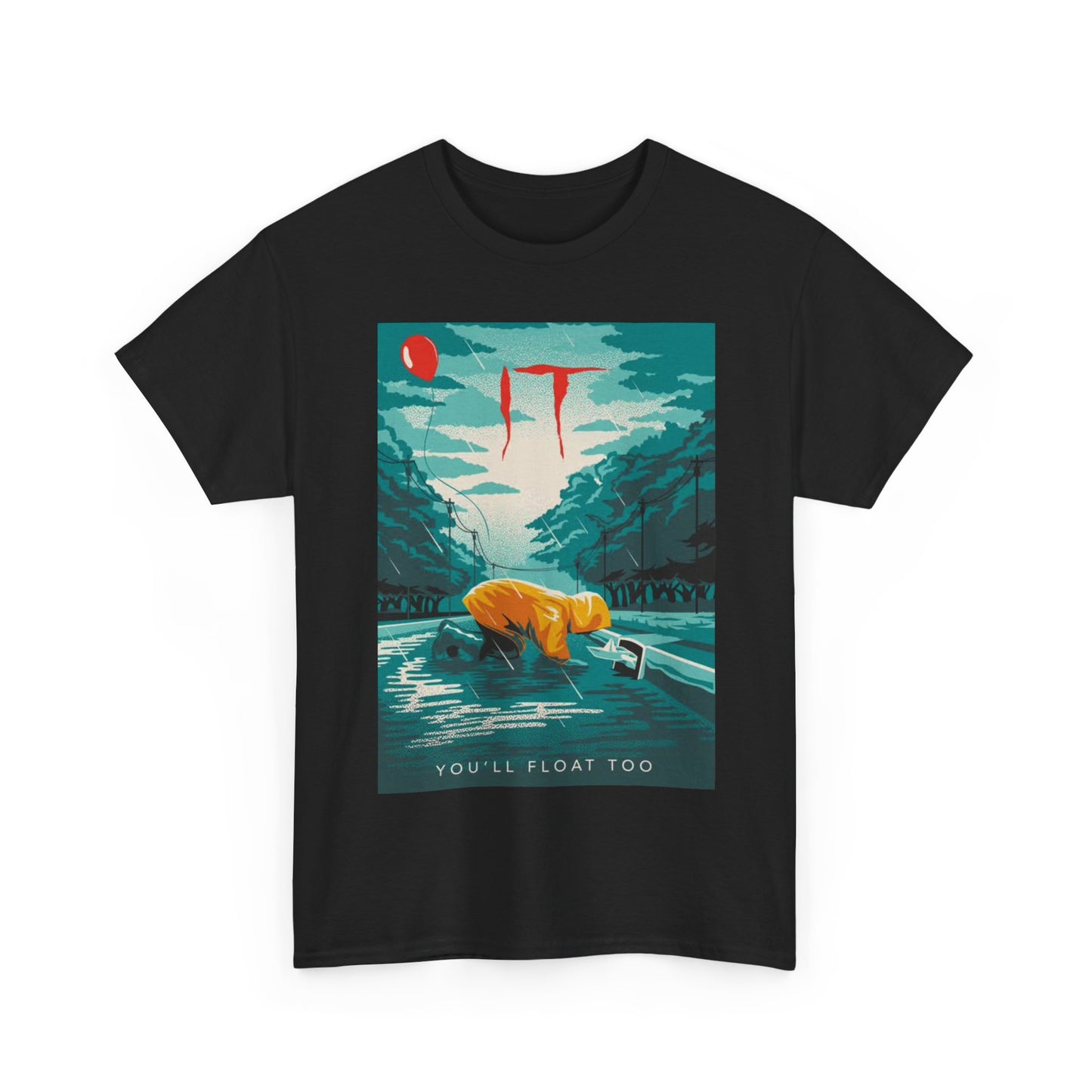 It Horror Movie Tshirt Movie Poster Retro Scary Clown Unisex Heavy Cotton Tee