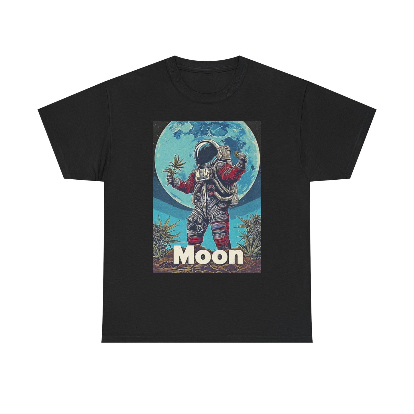 Moon Weed T Shirt Funny Astronaut Strain Graphic Unisex Heavy Cotton Tee