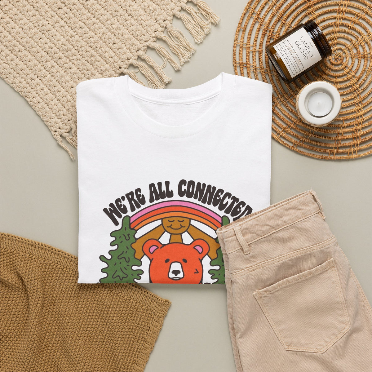 Were All Connected Mother Earth Graphic T Shirt Men's Heavy Cotton Tee