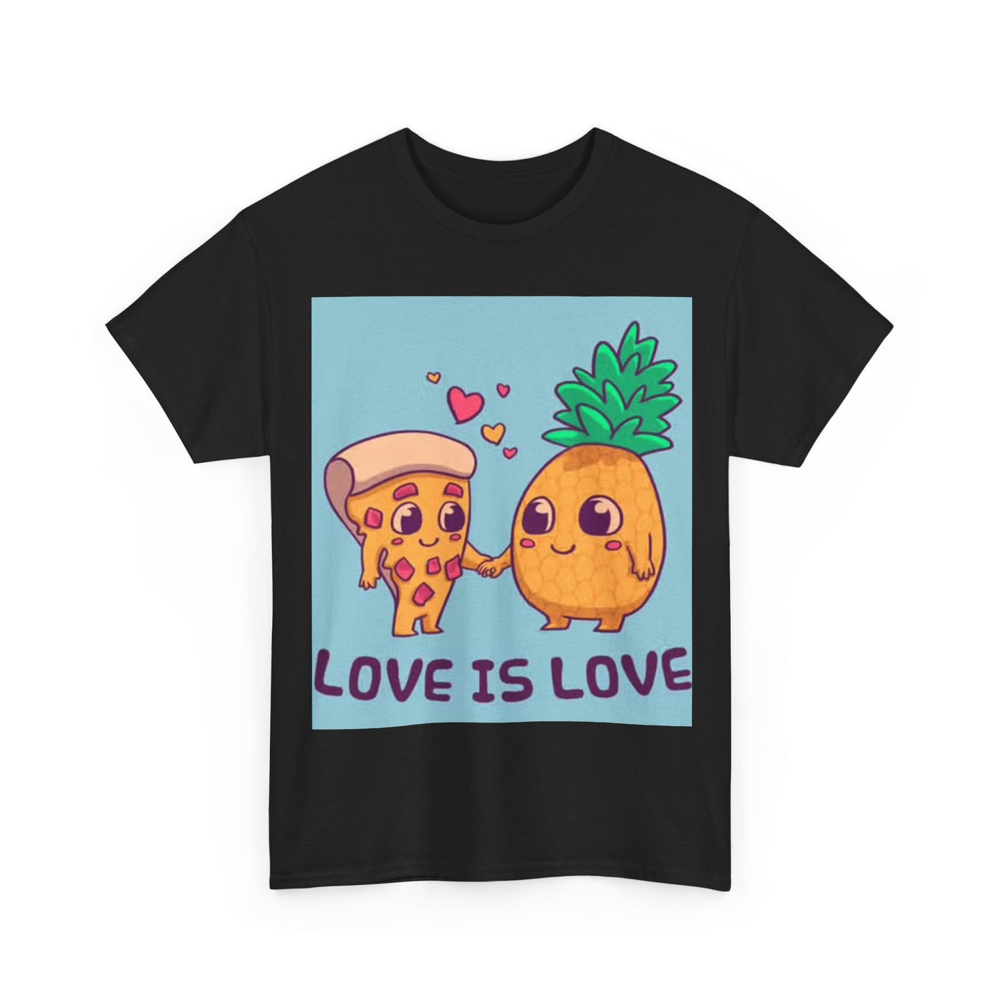 Pizza Is Love Tshirt Funny Cute Pineapple and cheese One Bite Unisex Heavy Tee