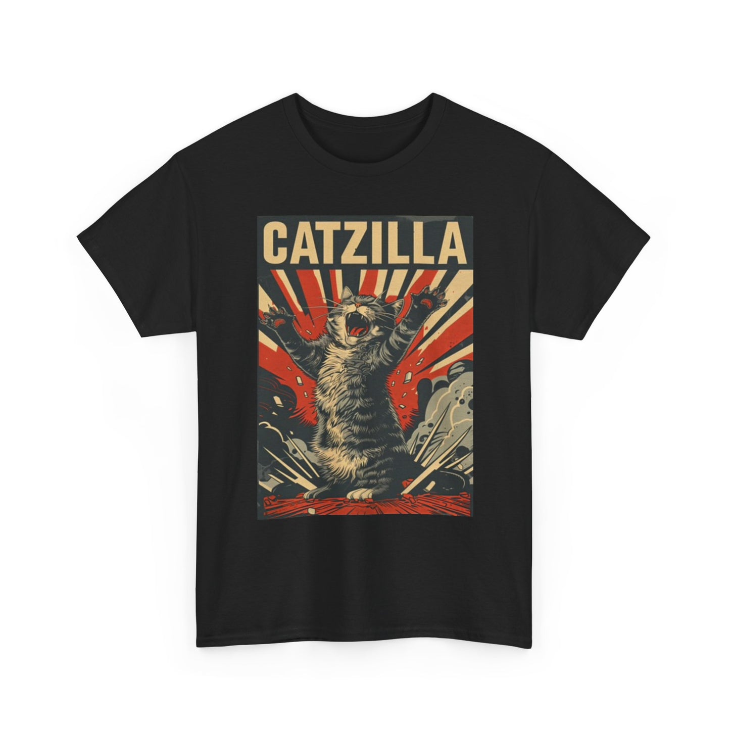 Catzilla Graphic T Shirt Funny Picture Unisex Heavy Cotton Tee