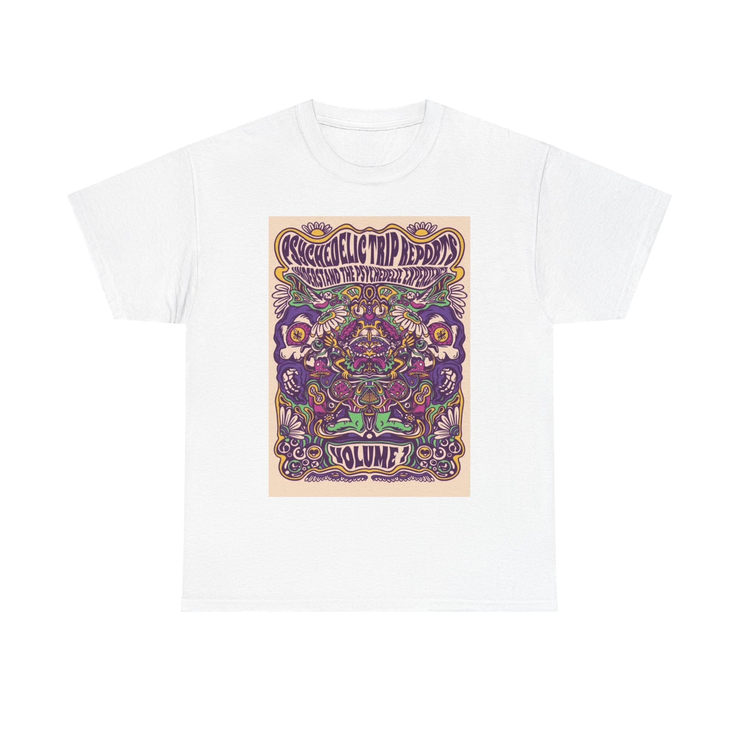 Mushroom Tshirt Trippy Psychedelic groovy 70s art poster Unisex Heavy Cotton Tee