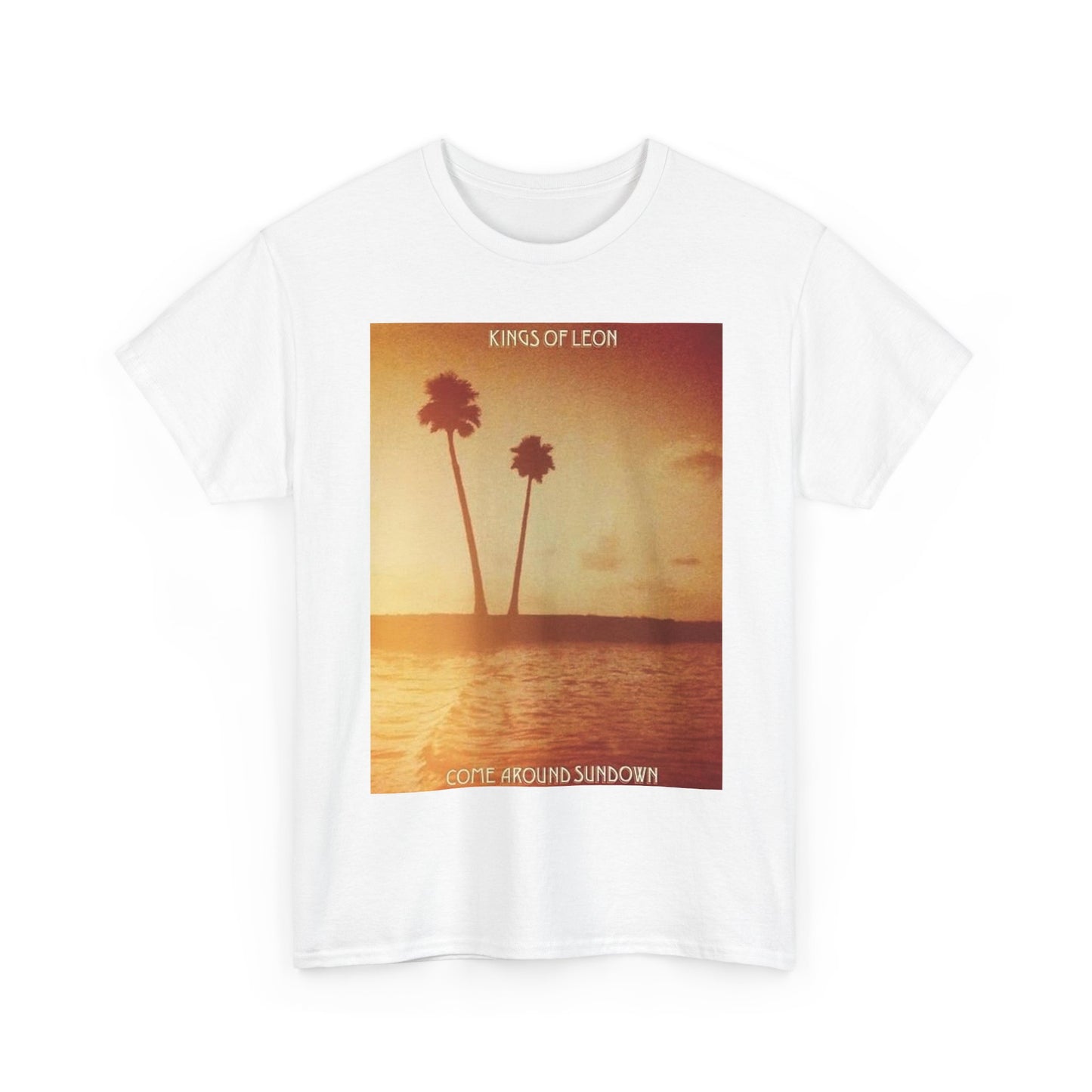 Kings of leon T-shirt vintage graphic beach palm sunset rock tour Unisex Heavy