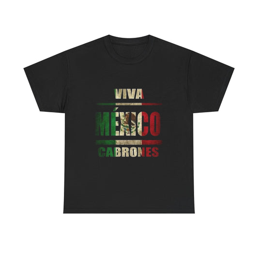 Viva Mexico Flag Graphic T Shirt NEW Unisex Heavy Cotton Tee