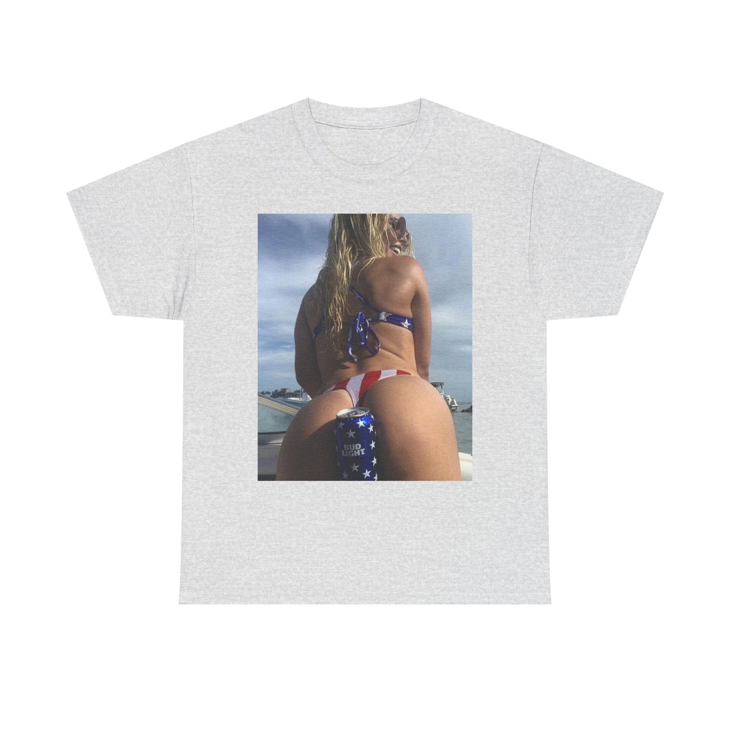 American Flag Beer Bikini Graphic T Shirt S-5XL Unisex Heavy Cotton Tee