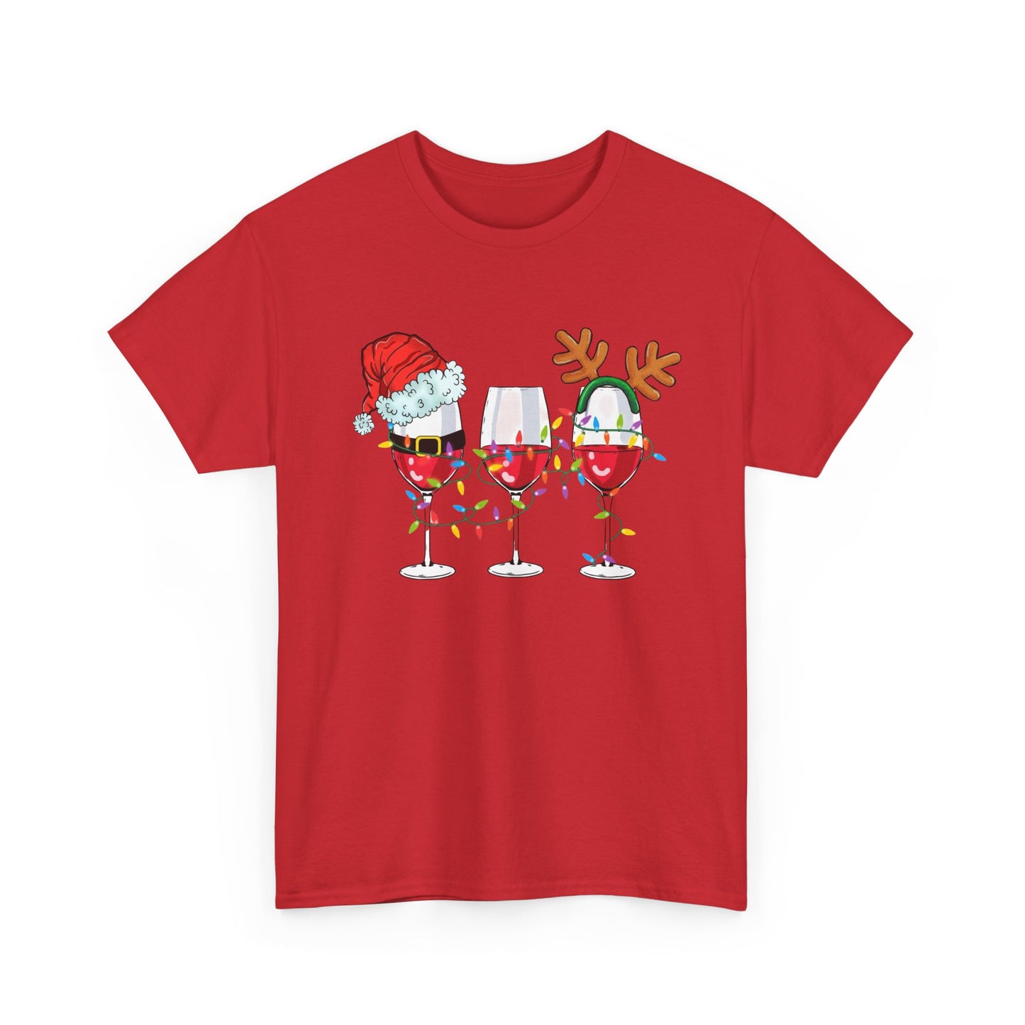 Holiday Spirit Wine Glasses Graphic T Shirt NEW ADULT