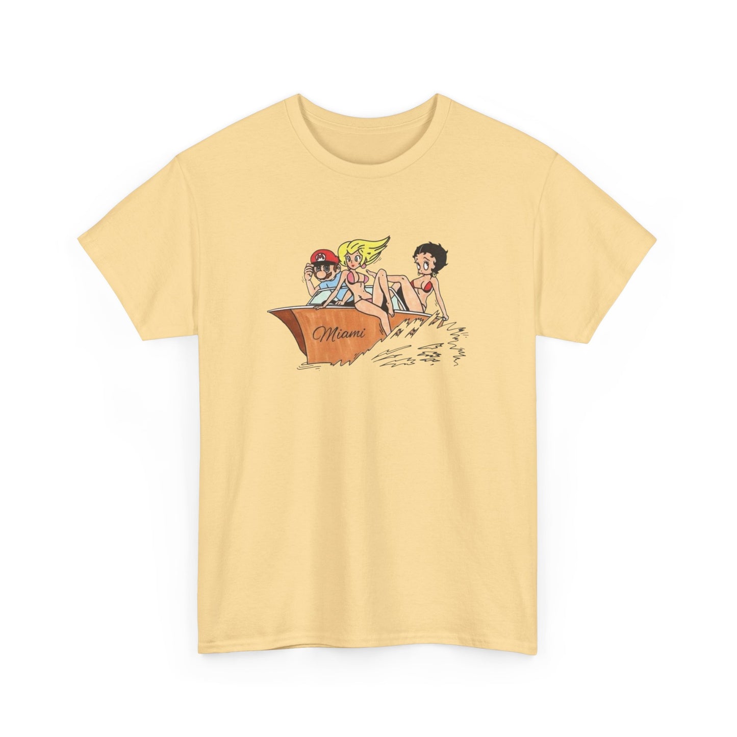 Miami Cartoons Funny Vintage Graphic T-Shirt Comfy Cotton Tee Brand NEW