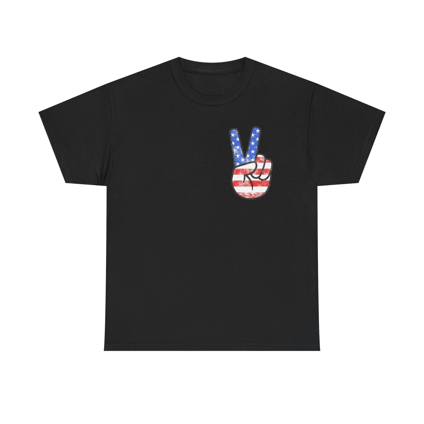 American Flag Peace Sign Retro Graphic T Shirt Adult New Tee