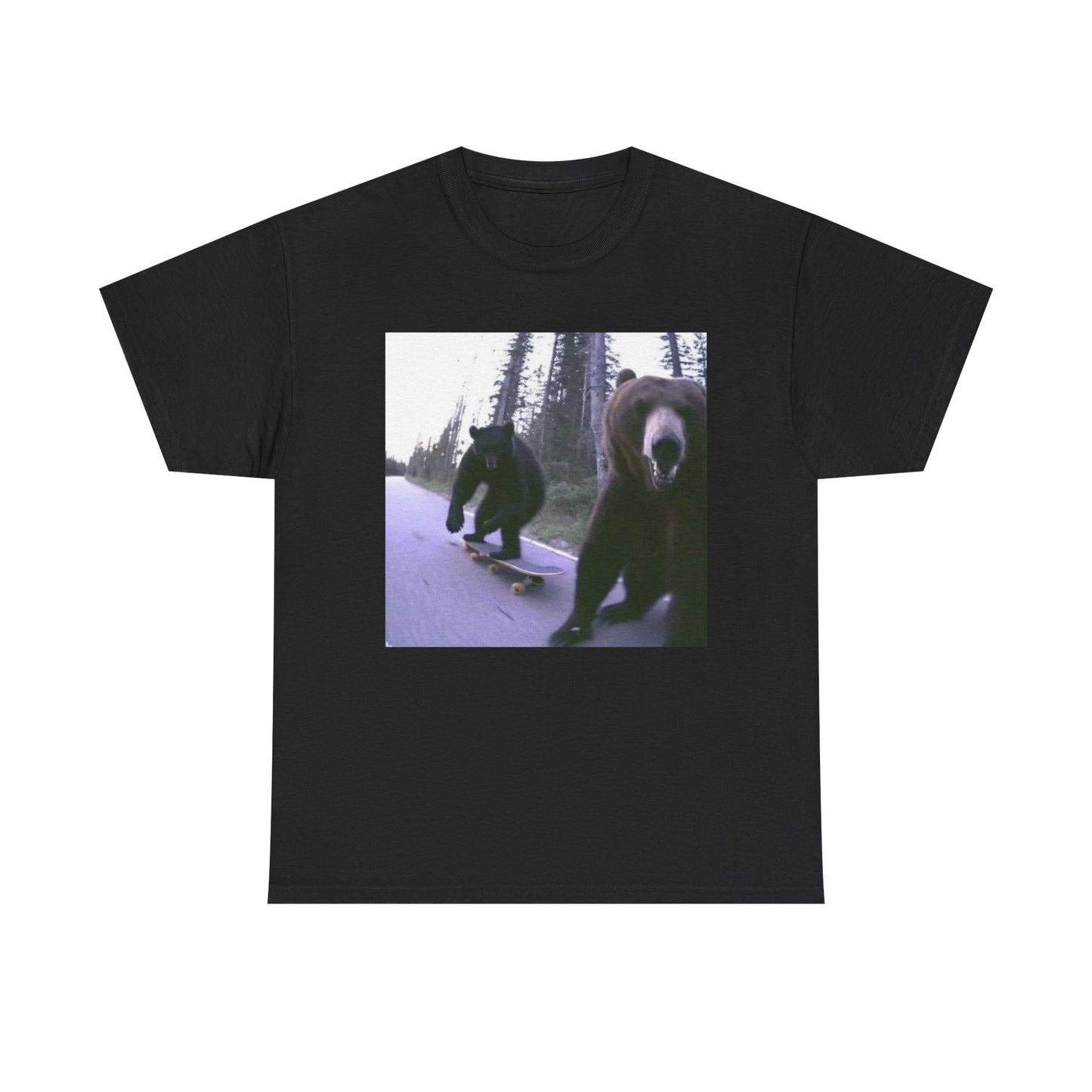 Bears Skateboarding Funny Graphic T Shirt Unisex Heavy Cotton Tee