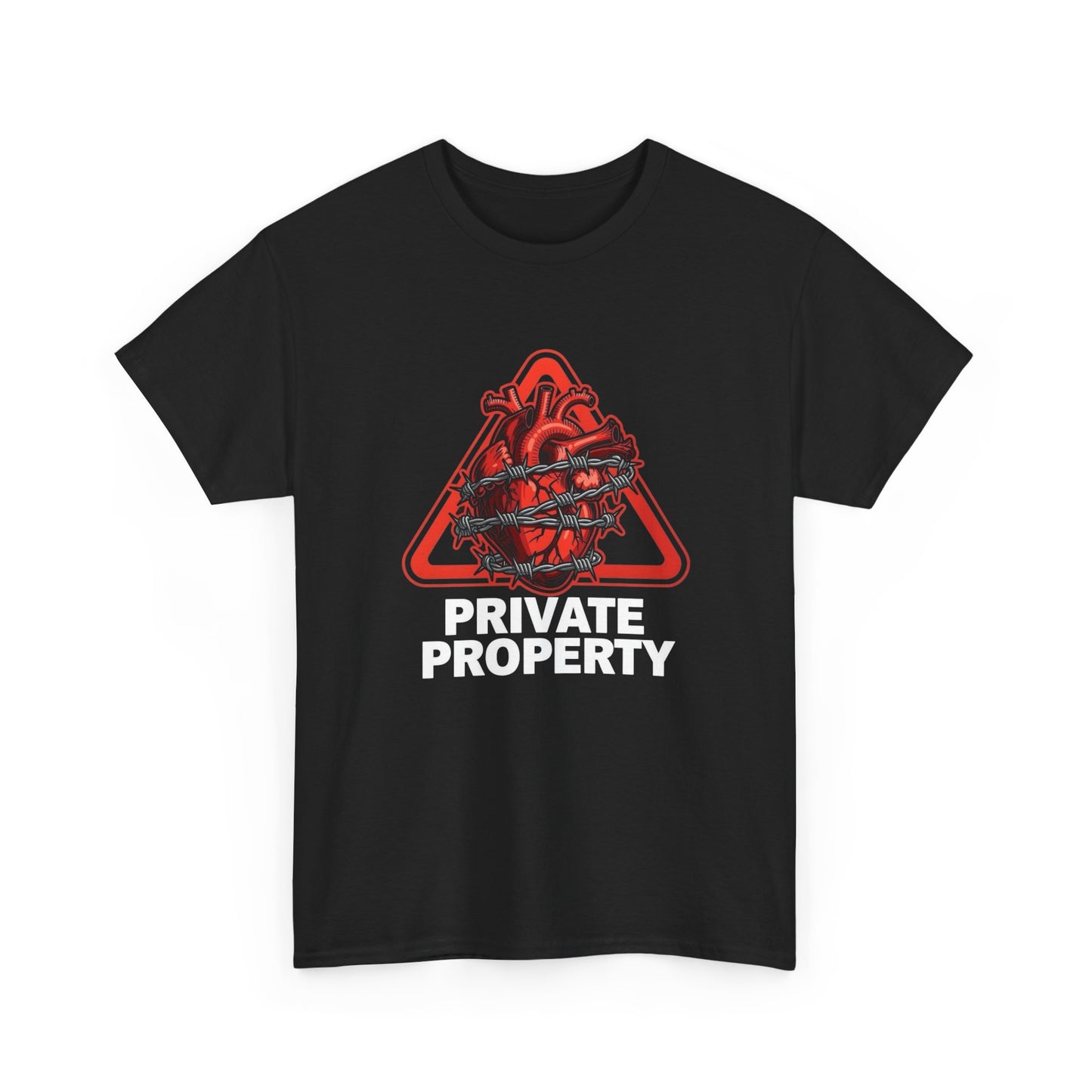 Caged Heart Private Property Graphic T Shirt NEW Unisex Heavy Cotton Tee
