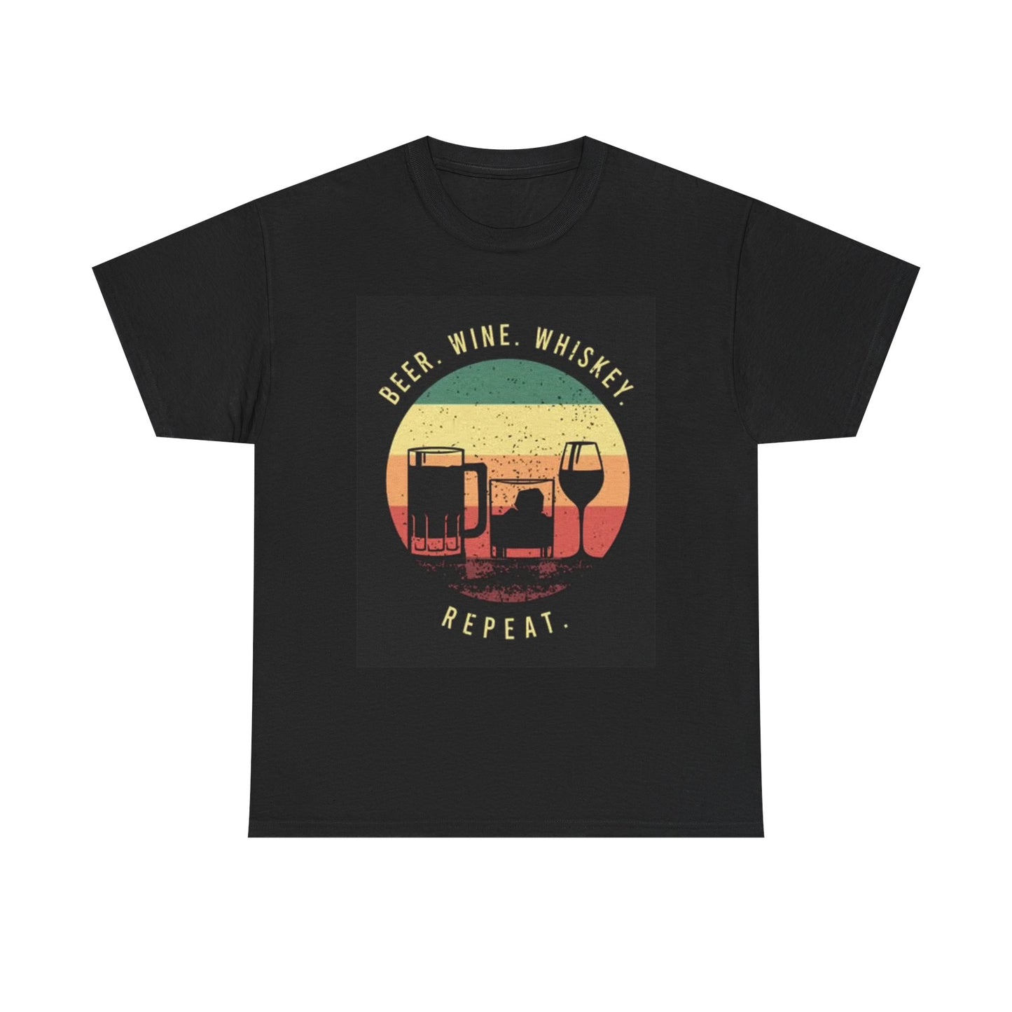 Beer Whiskey Wine Graphic T Shirt Funny Party Unisex Heavy Cotton Tee