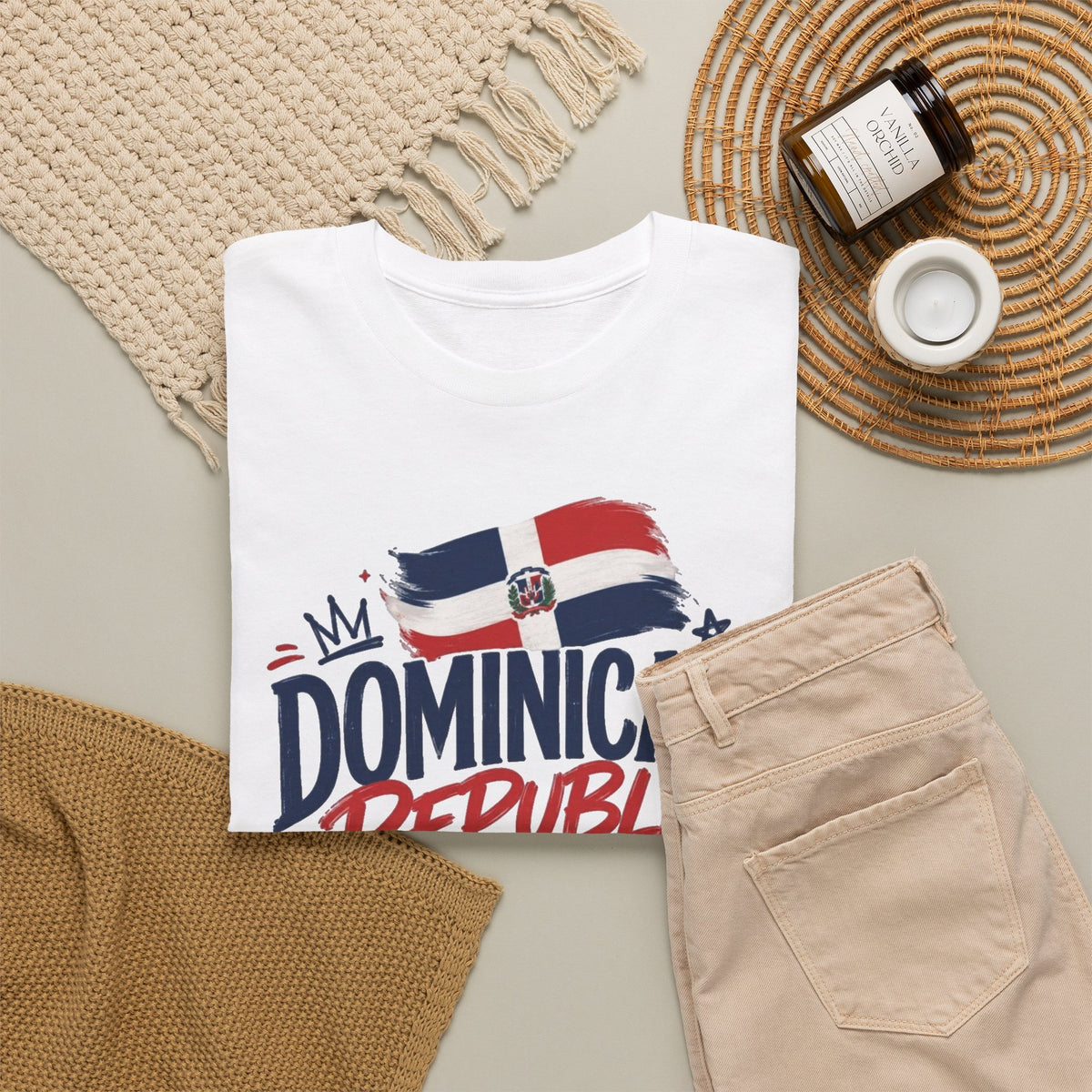 Dominican Republic Graphic T Shirt Men's Flag Retro Heavy Cotton Tee