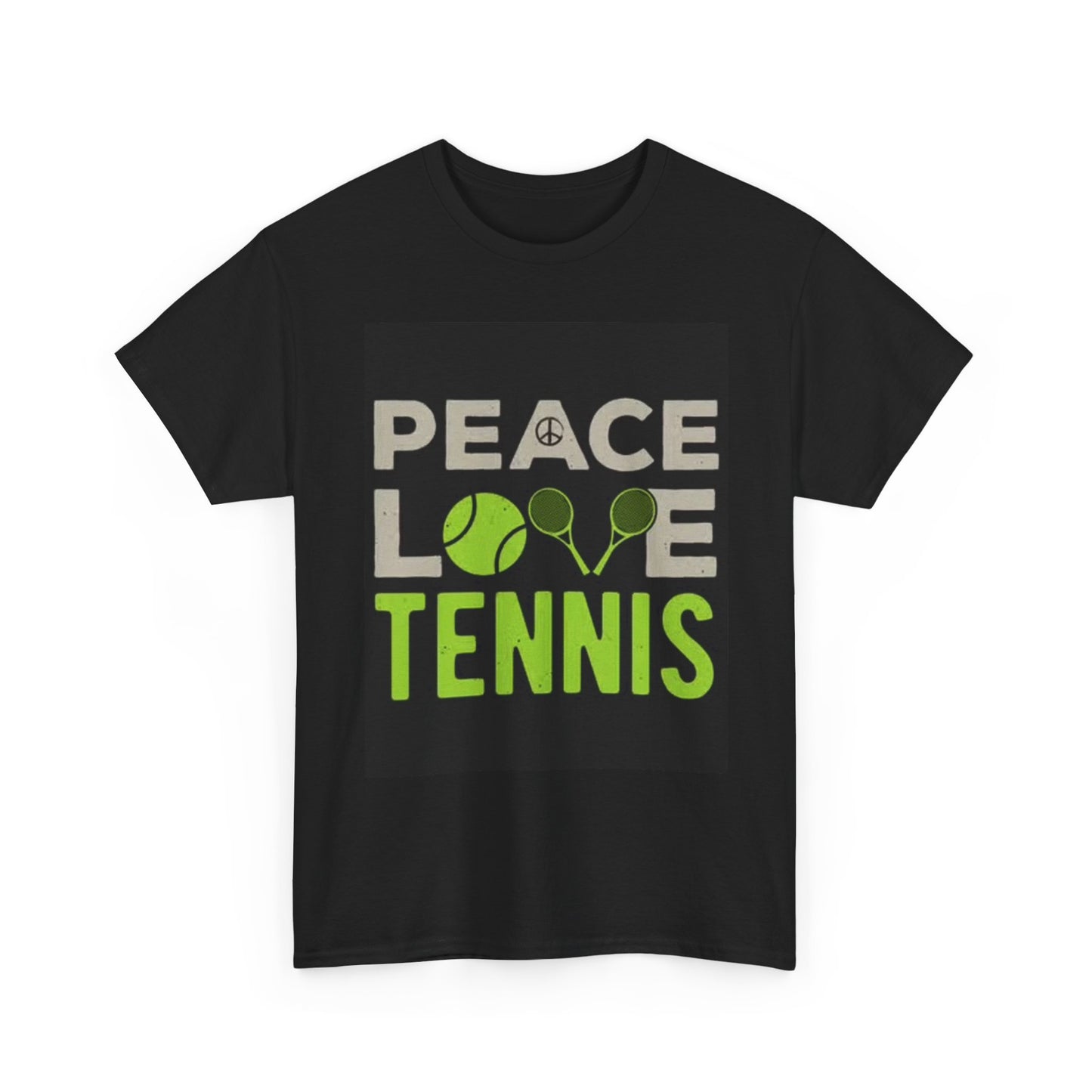 Peace Love Tennis Graphic T Shirt Funny Gift Unisex Heavy Cotton Tee