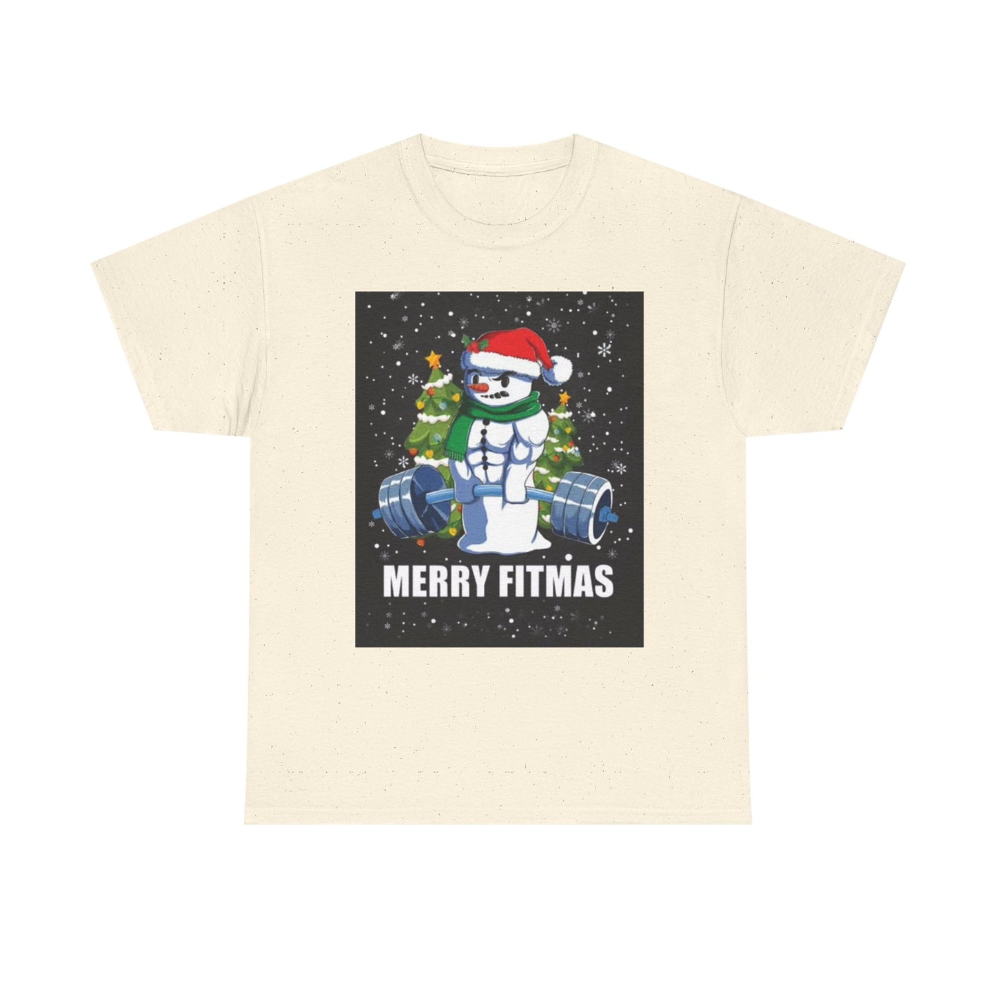 Merry Fitmas Shirt Funny Gym Snowman Christmas Gym Unisex Heavy Cotton Tee