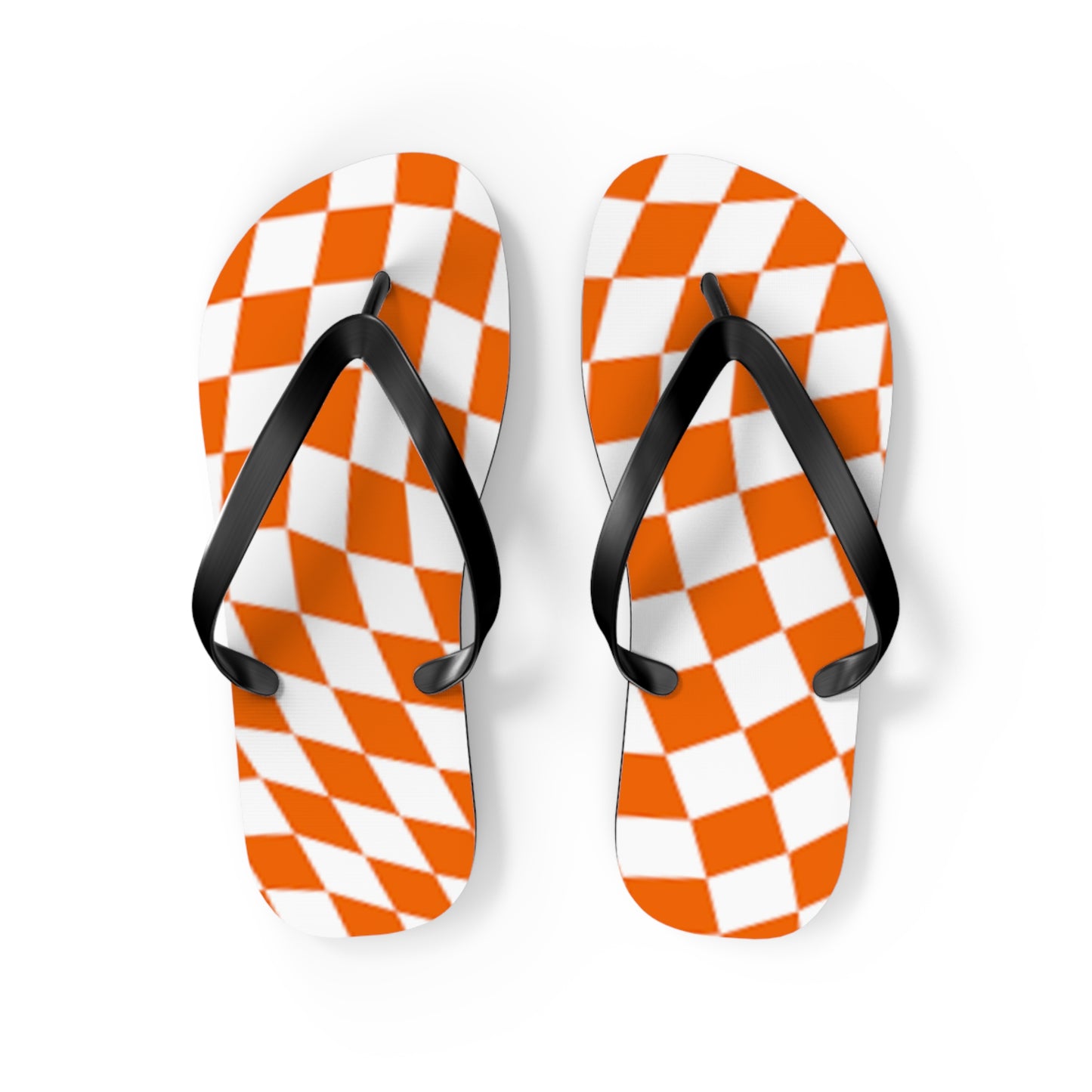 Orange Checkered Wavy Sandals, Beach Shoes, Vacation Flip Flops, Pool Slides