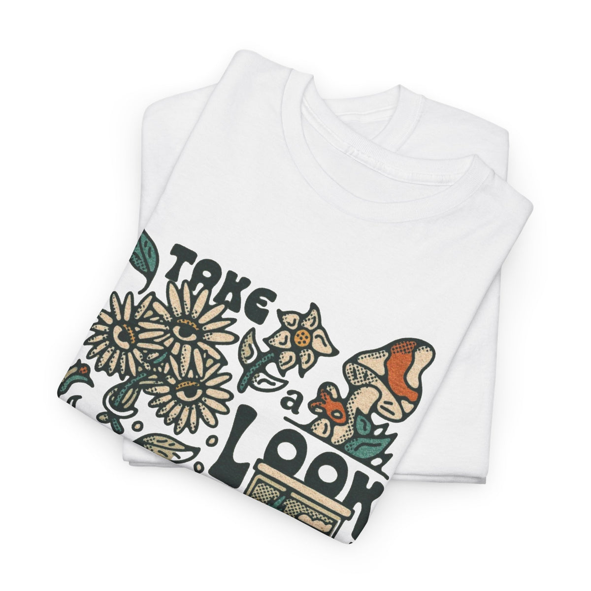 Take A Look Outside Graphic T Shirt Men's Retro Heavy Cotton Tee