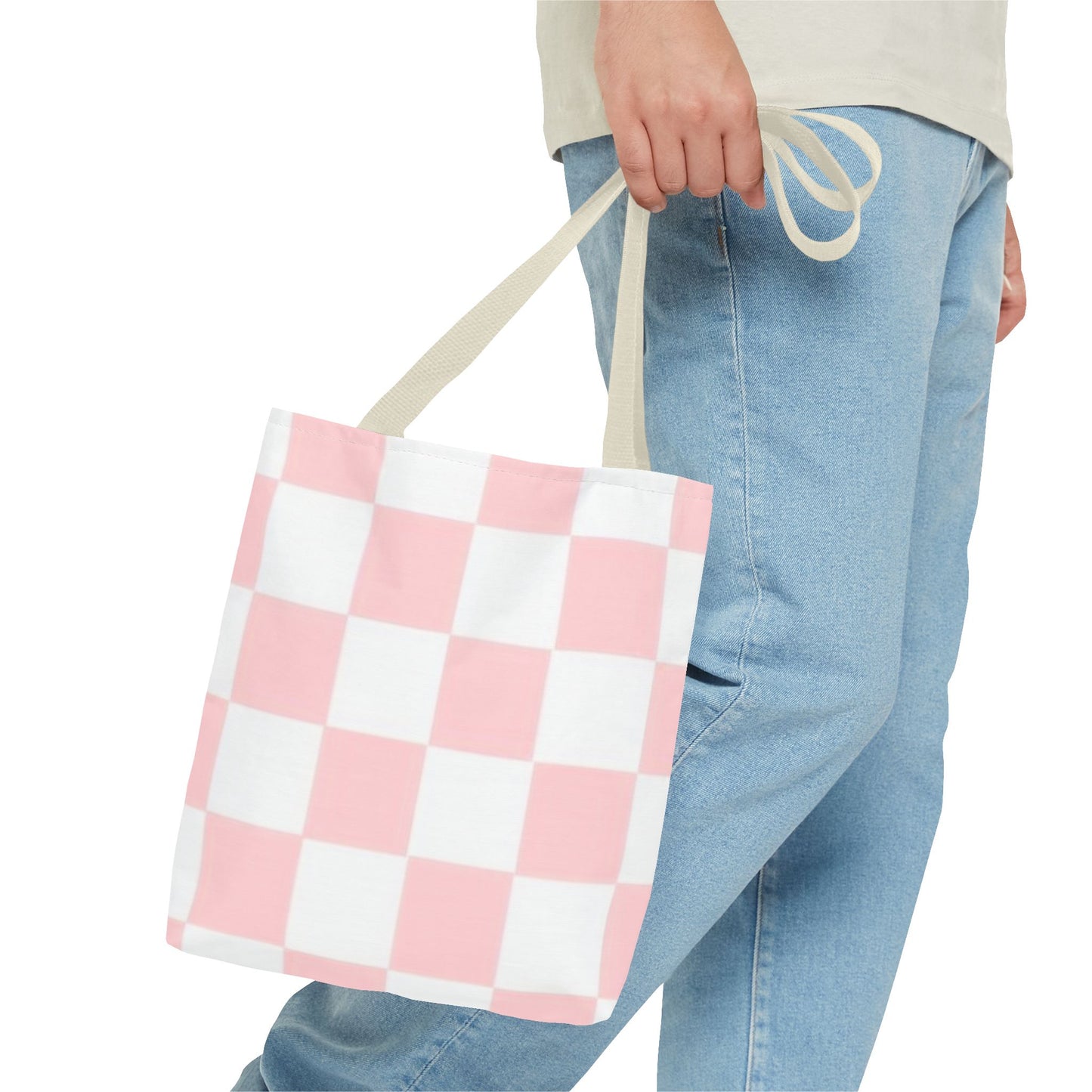 Pink Checkered All Over Print BRAND NEW Purse - Pocketbook - Travel Tote Bag