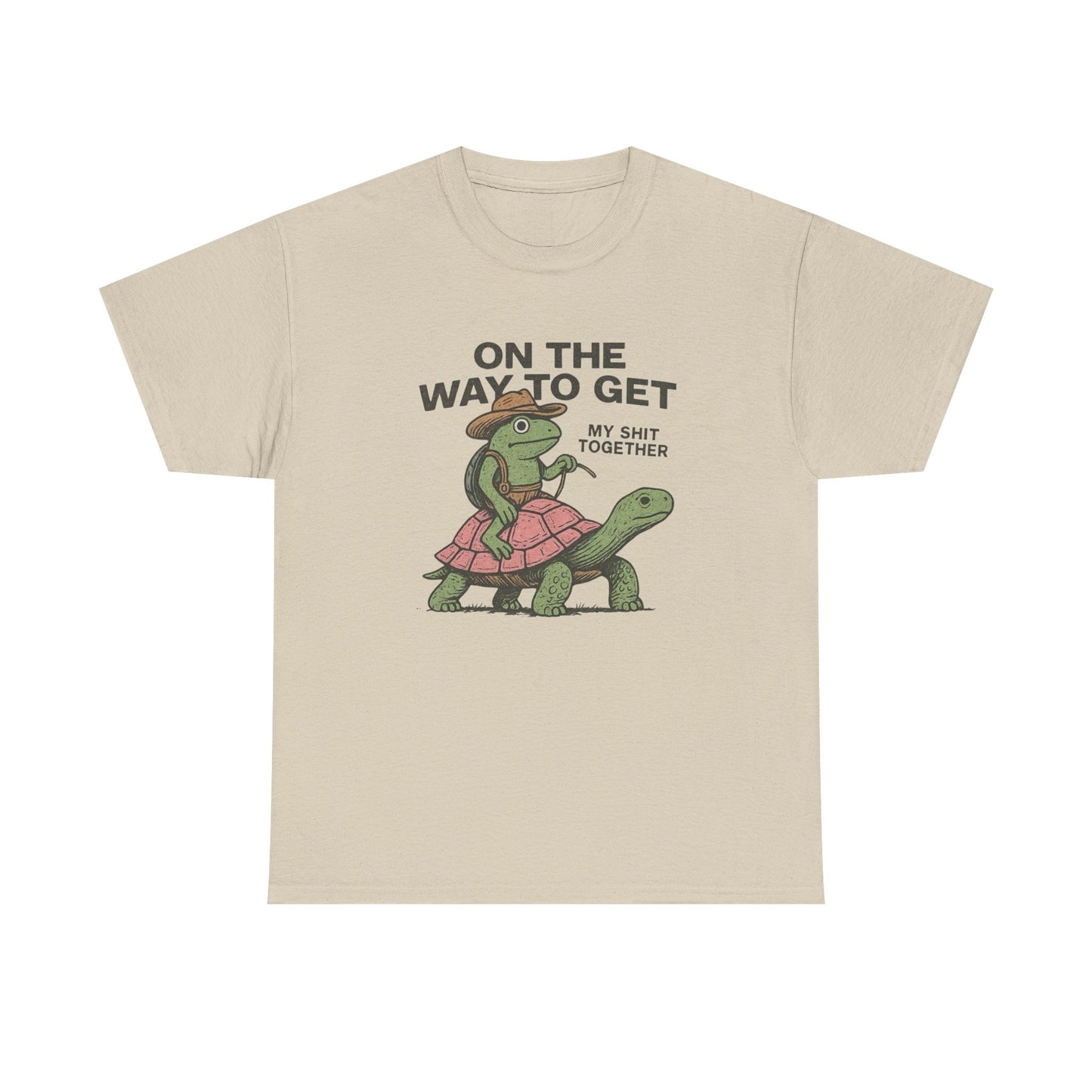 On My Way To Get It Together Funny Frog Cowboy Graphic T Shirt Tee Retro Gift