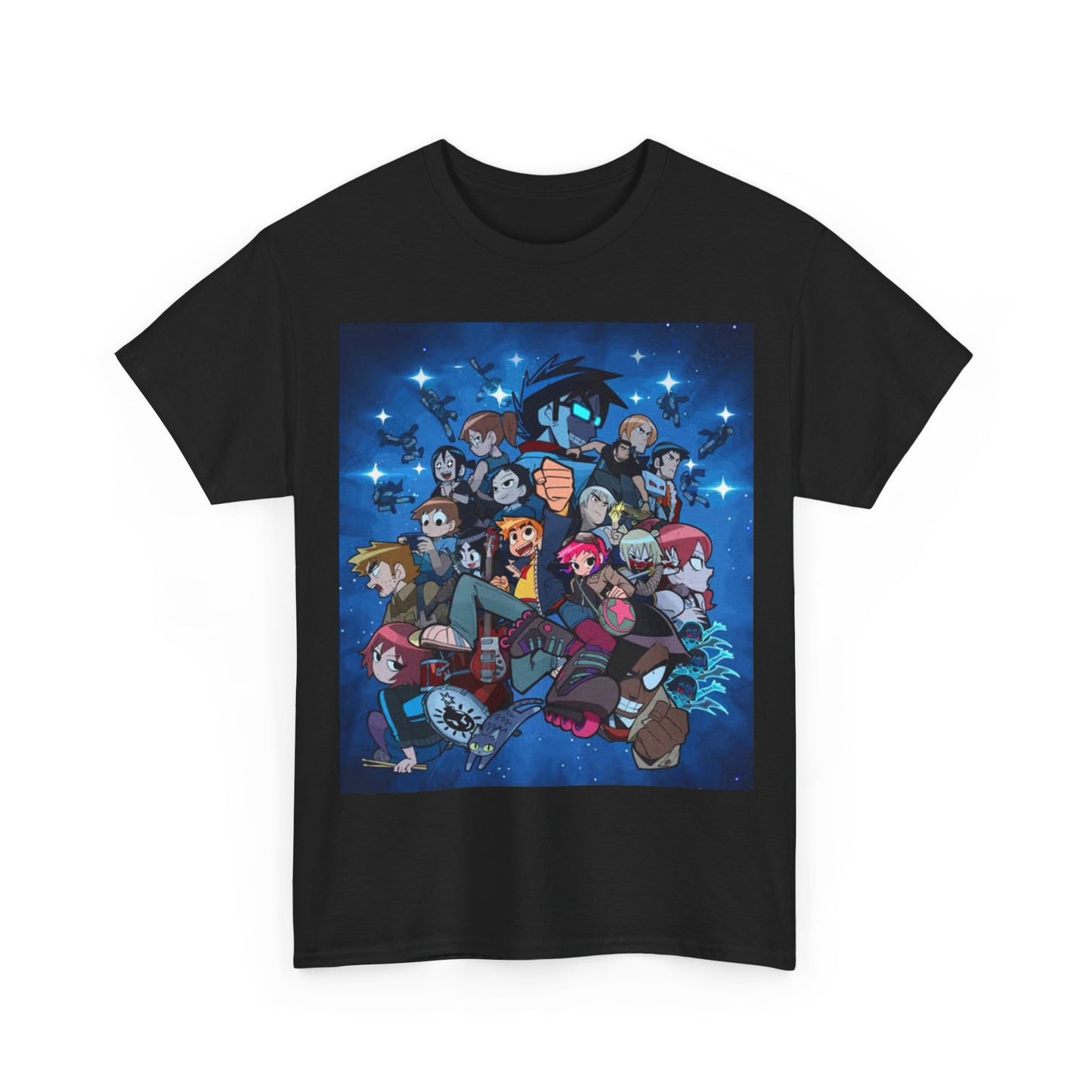 Cartoon Anime Tshirt Gaming Graphics Collage gamer neon Unisex Heavy Cotton Tee