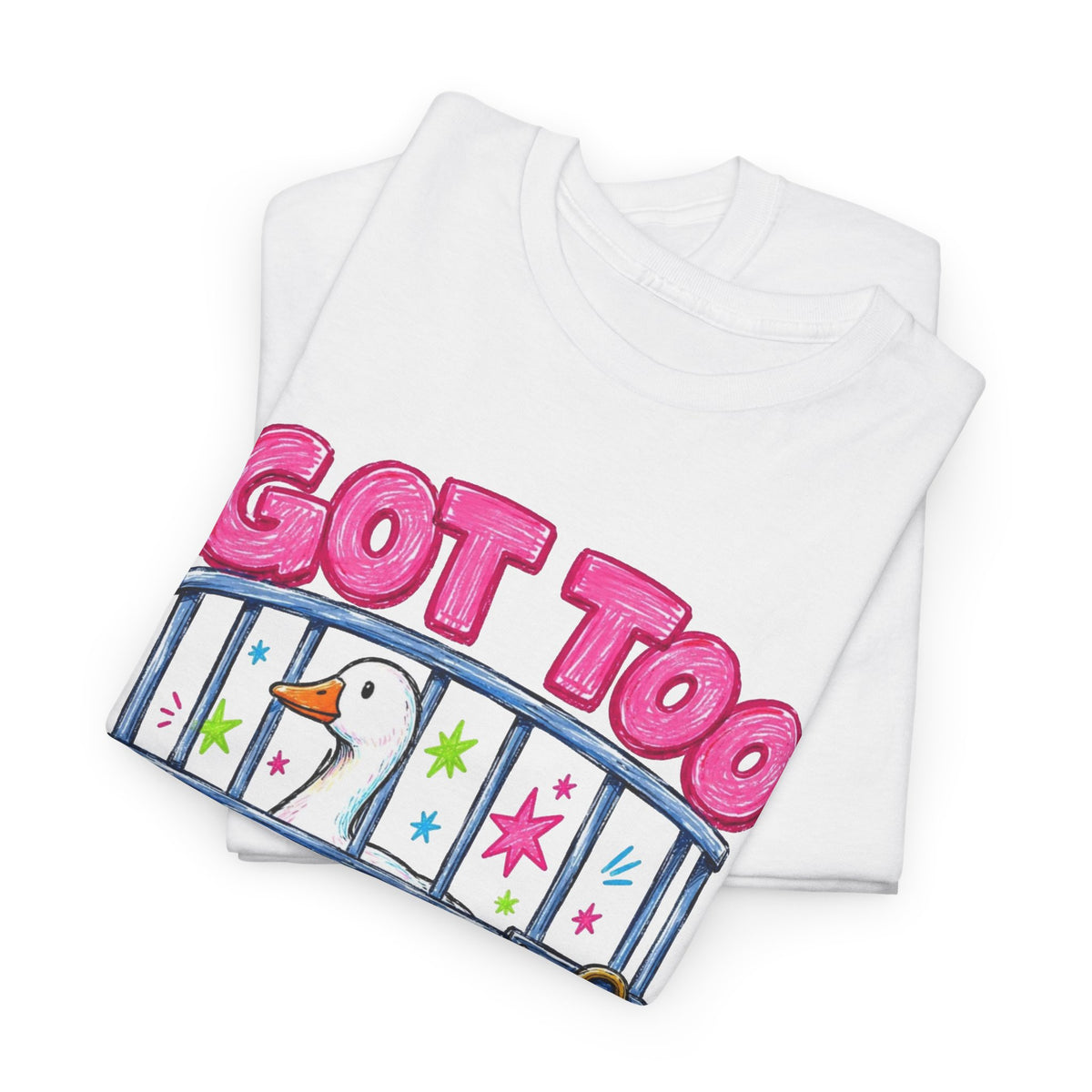 Got Too Silly Duck in Jail Funny Men's Graphic Tee T-Shirt