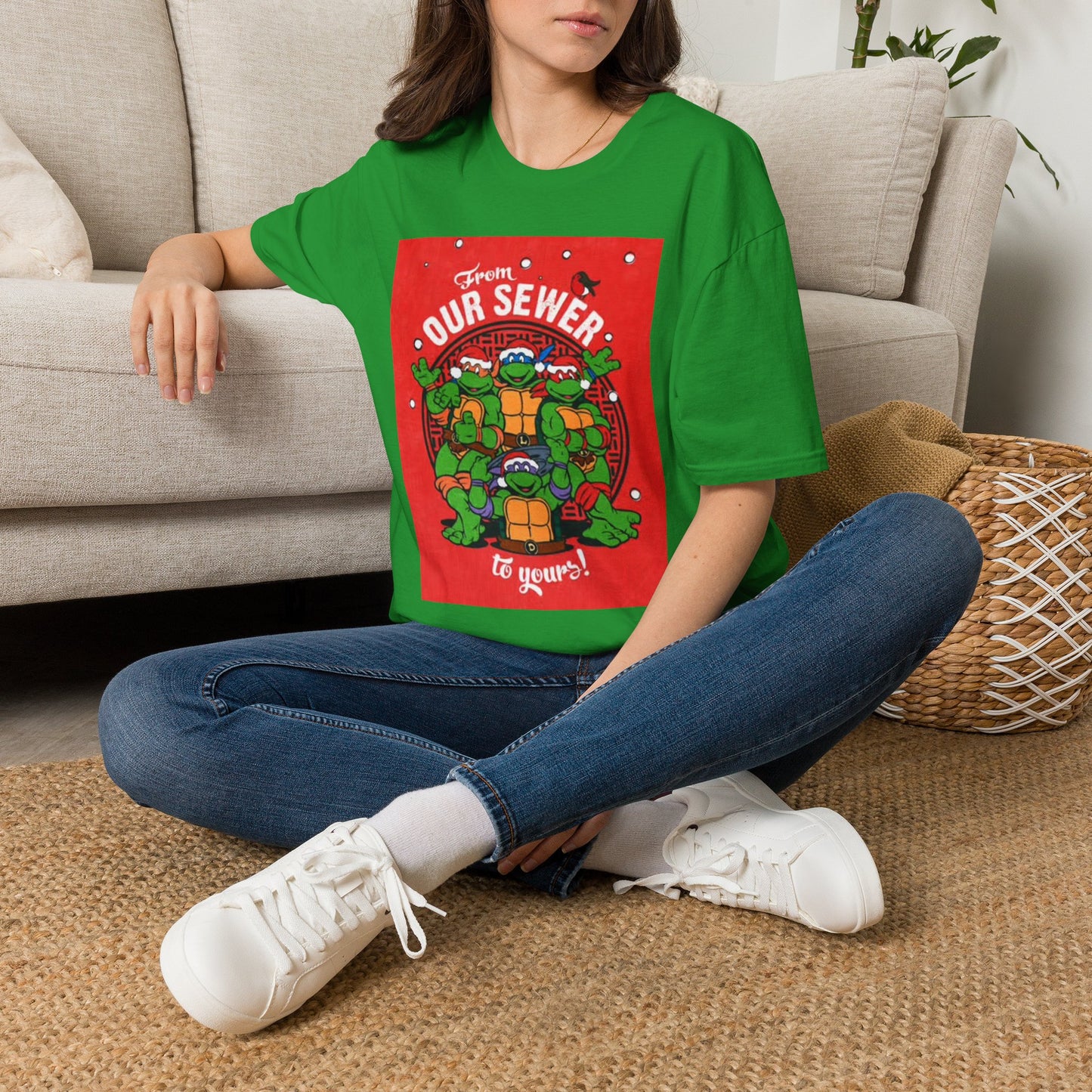 Christmas Turtles Graphic T Shirt Funny Retro Holidays Unisex Softstyle T-Shirt