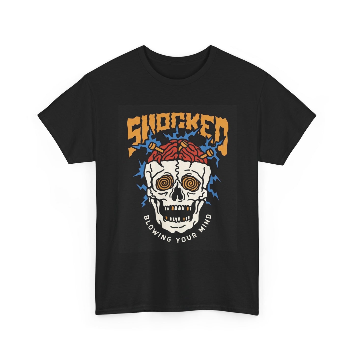 Skull Shocked Graphic T Shirt Vintage Unisex Heavy Cotton Tee