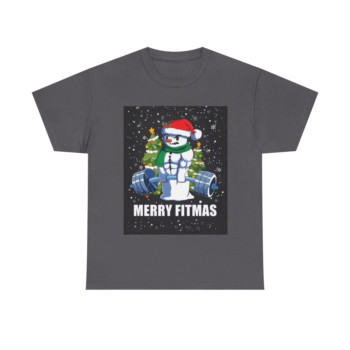 Merry Fitmas Shirt Funny Gym Snowman Christmas Gym Unisex Heavy Cotton Tee