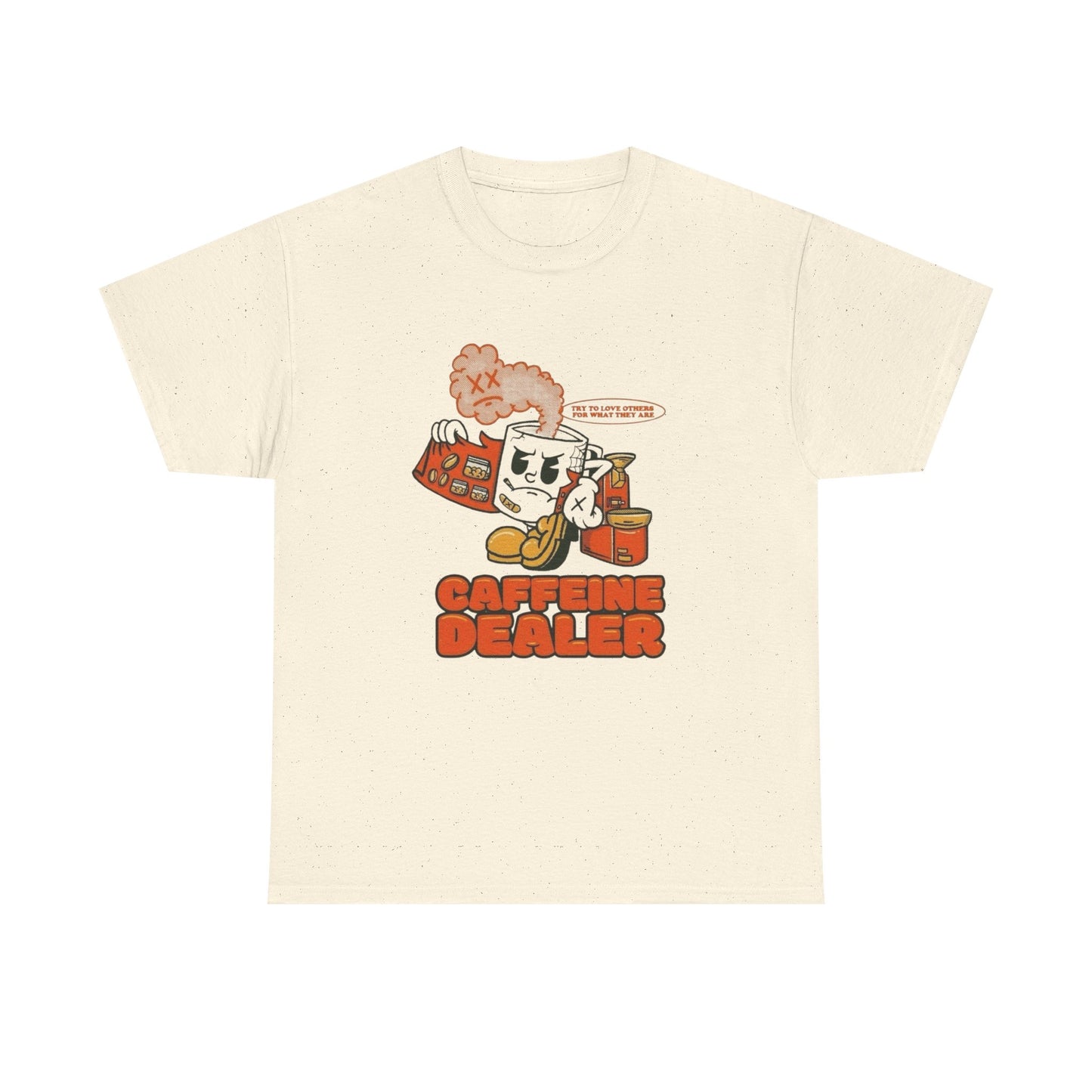 Caffeine Dealer Funny Graphic T Shirt Unisex Heavy Cotton Tee