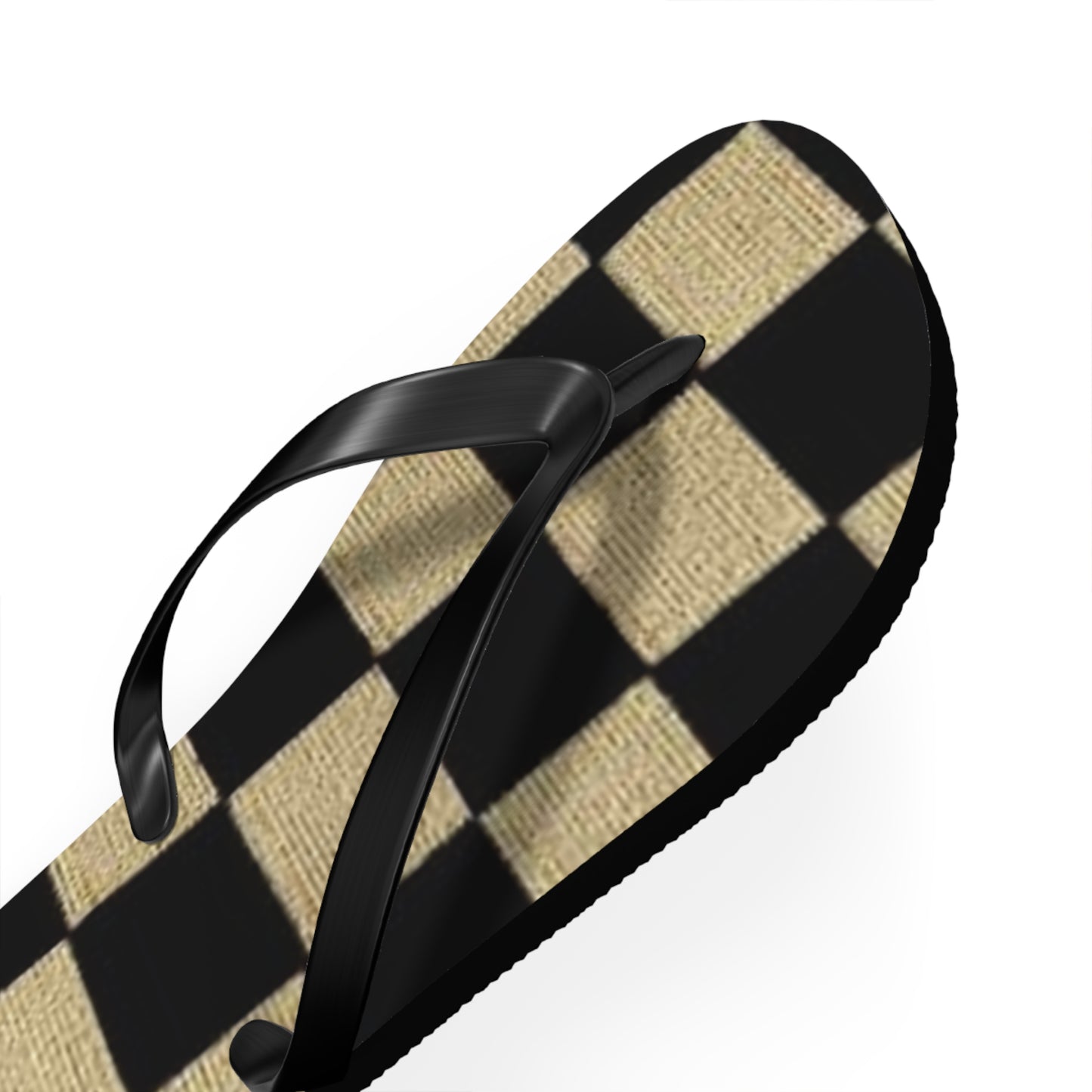 Black And Tan Checkered Beach Sandals, Slides for Summer, Flip Flops