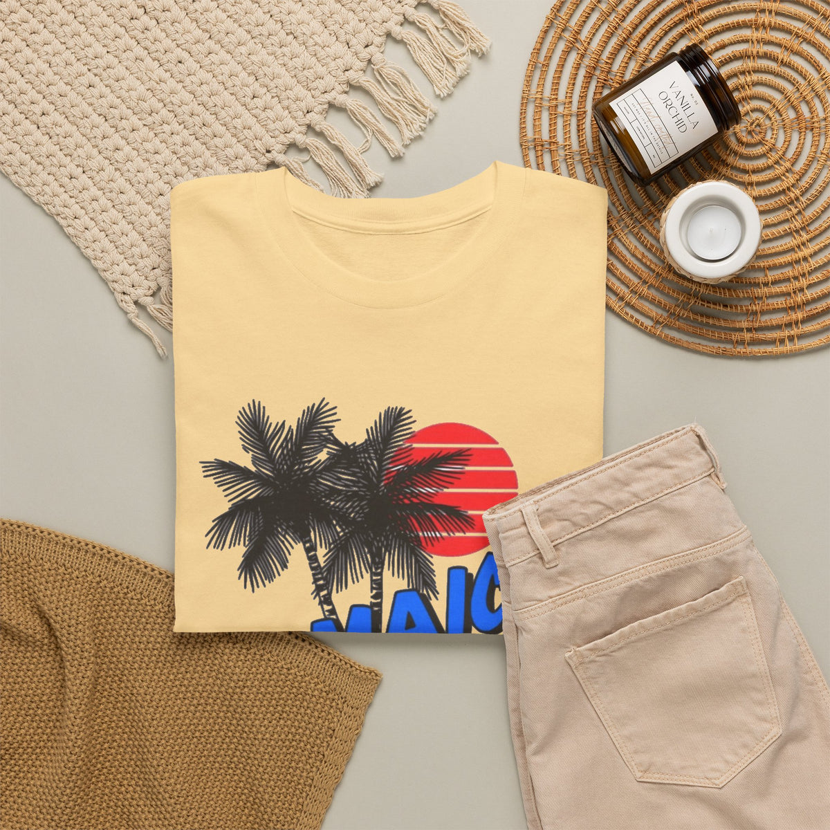 Jamaica Graphic T Shirt Men's Tropical Beach Retro Heavy Cotton Tee