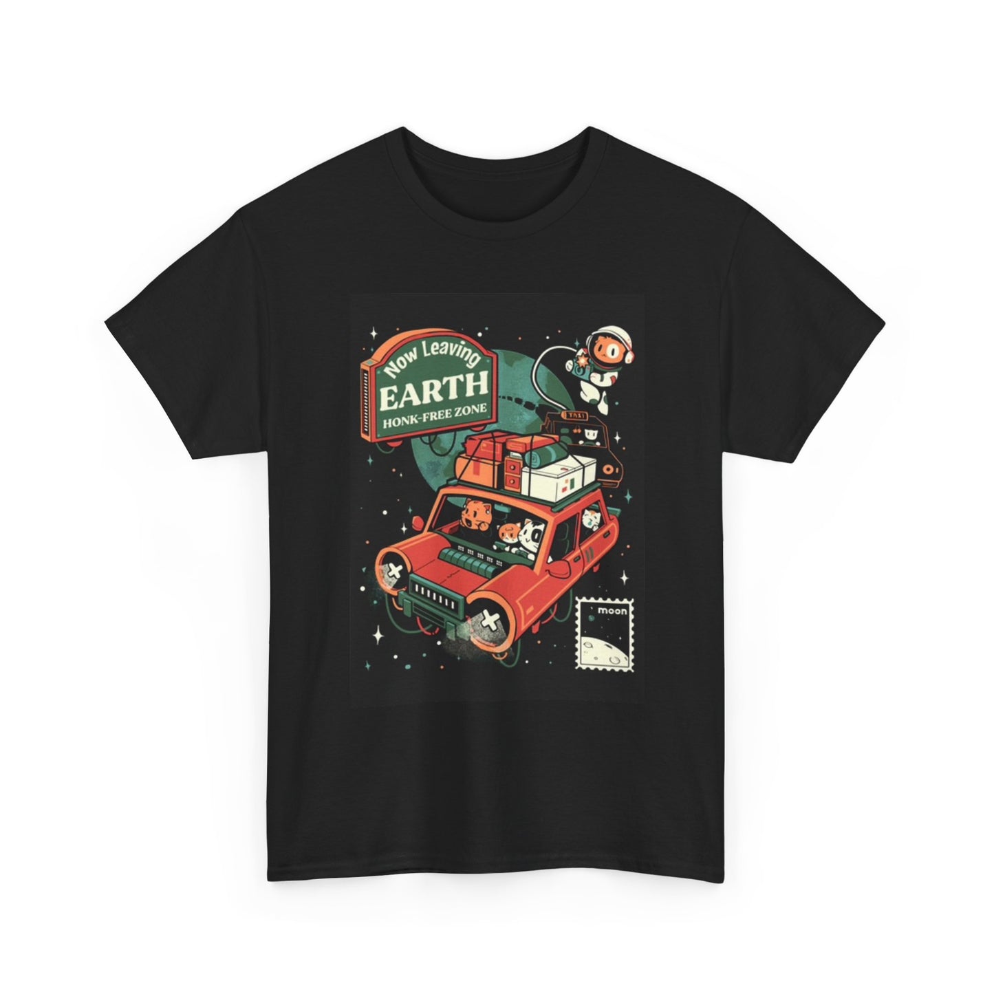 Now Leaving Earth Graphic T Shirt Unisex Heavy Cotton Tee