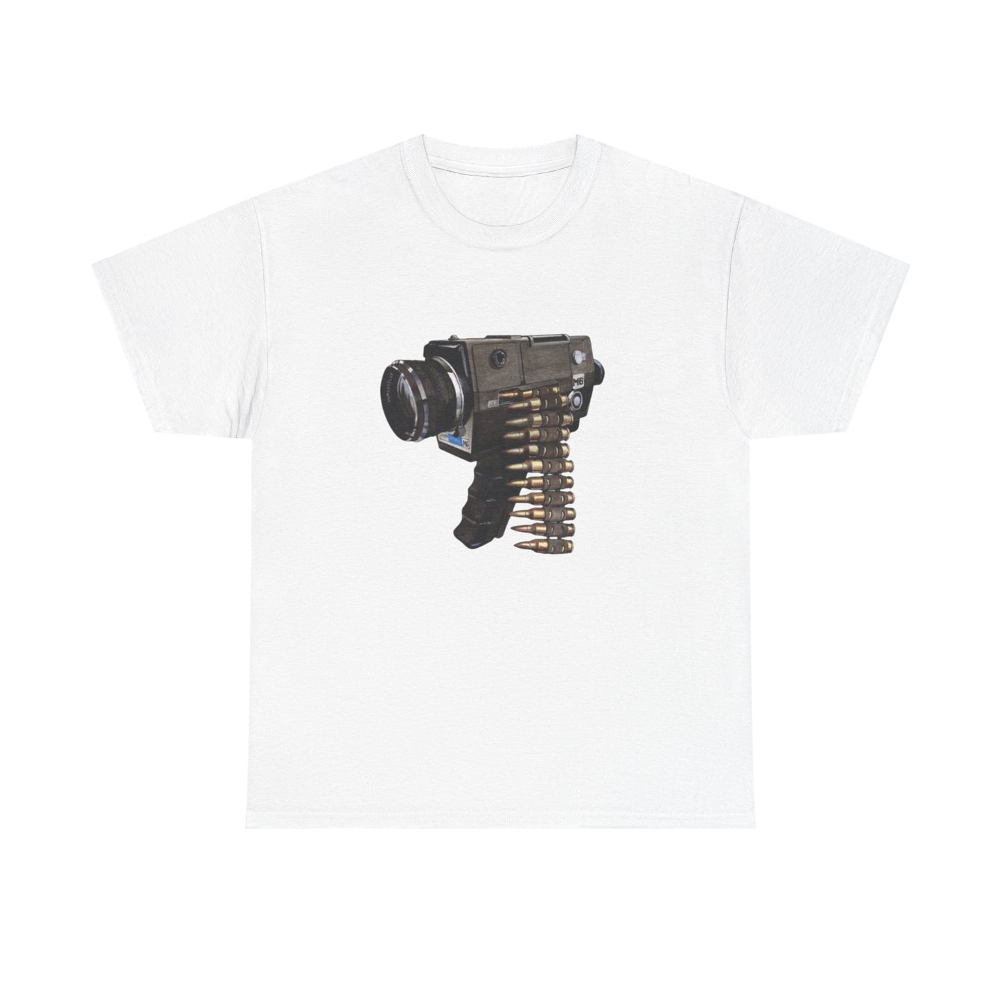 Camera Gun Art Graphic T Shirt Unisex Heavy Cotton Tee