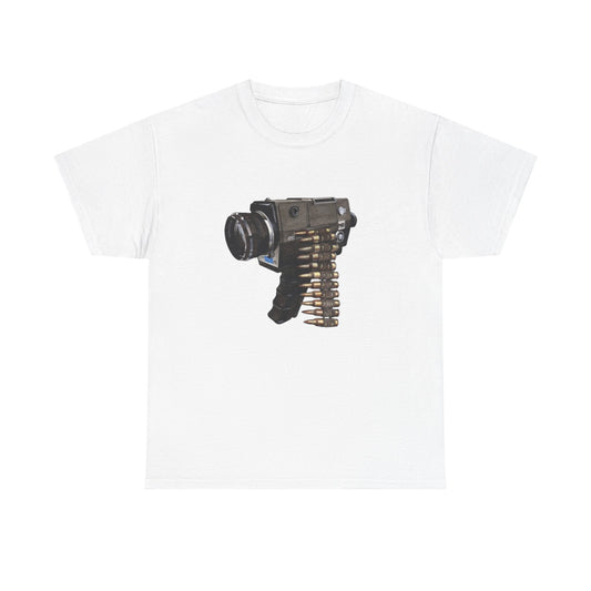 Camera Gun Art Graphic T Shirt Unisex Heavy Cotton Tee
