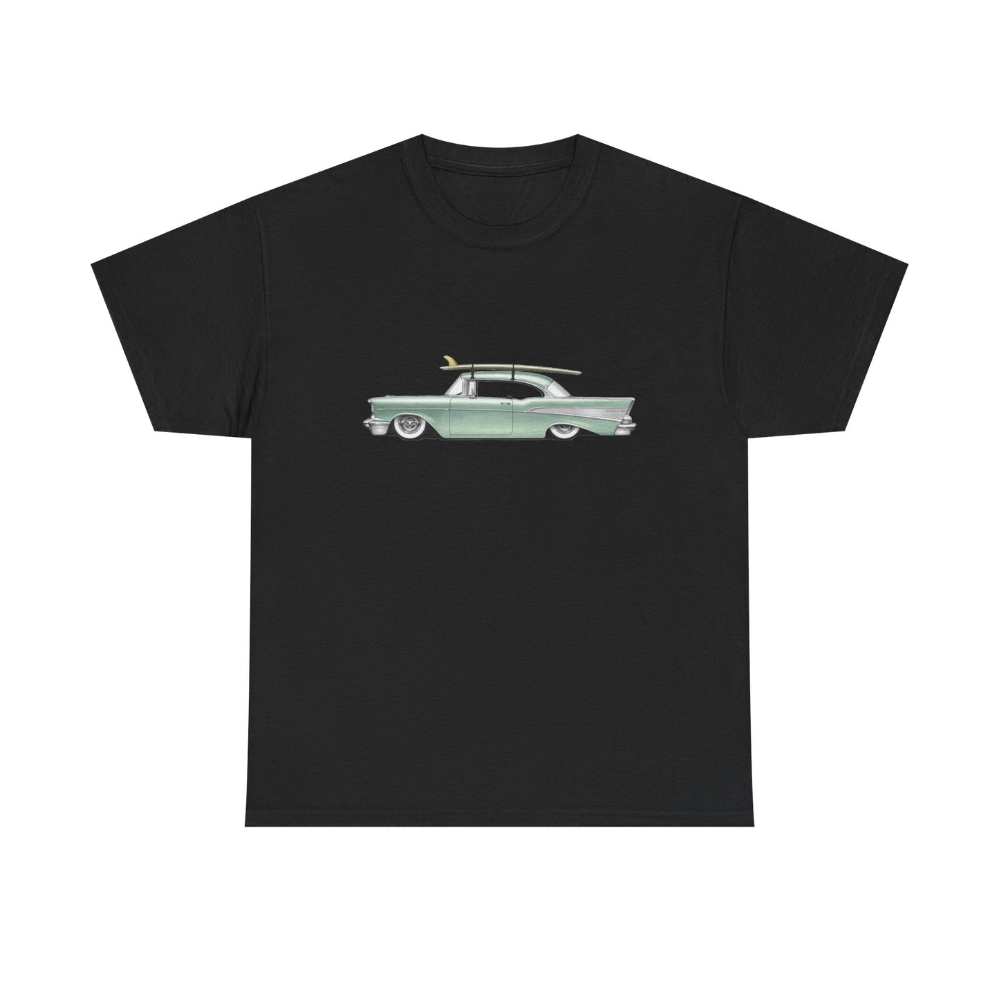 57 Chevy Cruiser Surfer Graphic T Shirt Unisex Heavy Cotton Tee NEW