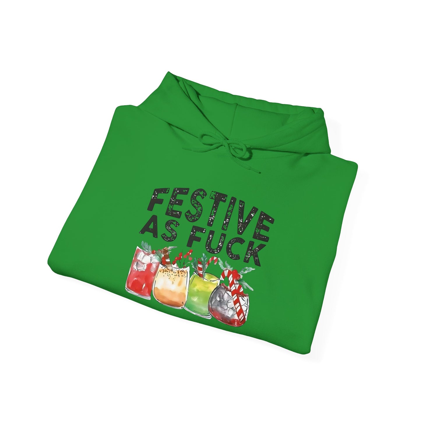 Festive AF Funny Holidays Graphic Hoodie Unisex Heavy Blend™ Hooded Sweatshirt