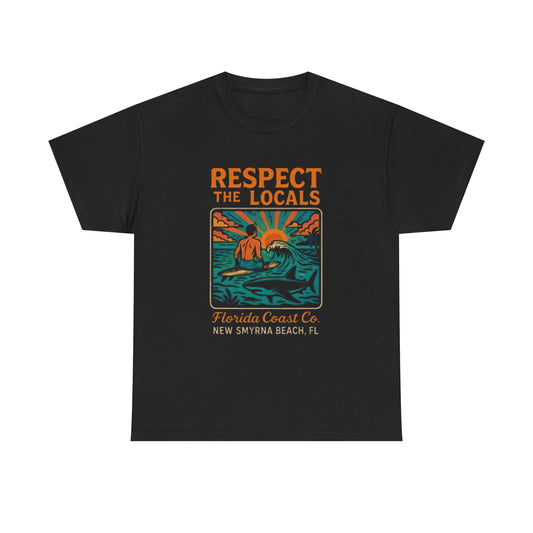 Respect The Locals Florida Surfing Graphic T Shirt Unisex Heavy Cotton Tee Gift