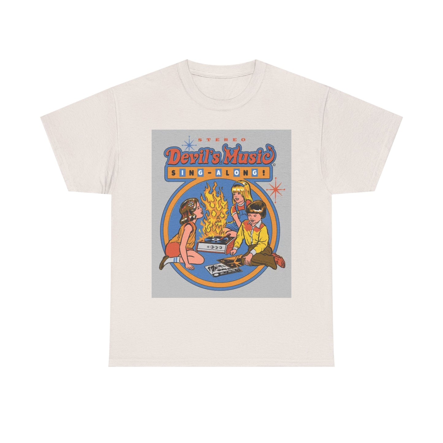 Devils Music Tshirt Funny 80s retro Art Unisex Heavy Cotton Tee