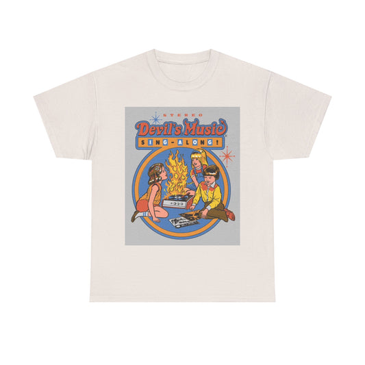 Devils Music Tshirt Funny 80s retro Art Unisex Heavy Cotton Tee