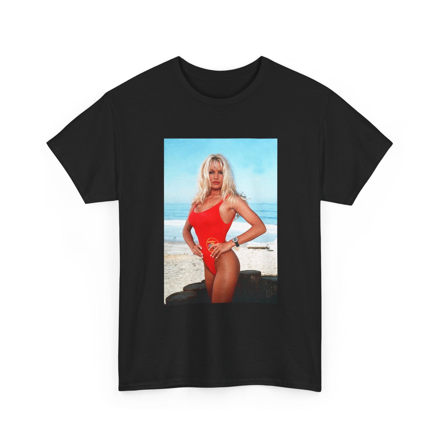 Pam Anderson Baywatch Tshirt Retro Bikini On the Beach Unisex Heavy Cotton Tee