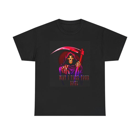 Take Your Soul Graphic T Shirt Retro Grim Reaper Unisex Heavy Cotton Tee